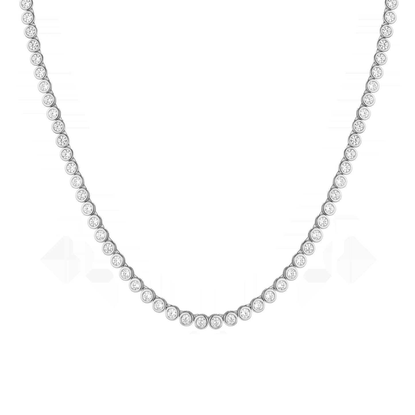 Lab Grown White Sapphire Bezel Tennis Necklace