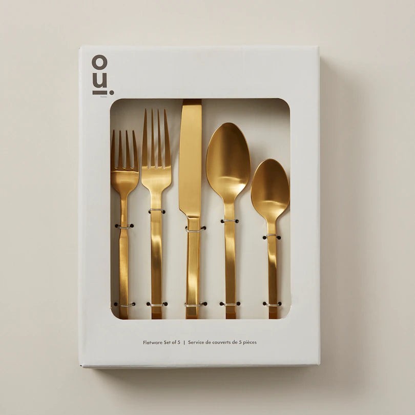 SET OF 5 LINEAR FLATWARE - BLACK OR BRASS