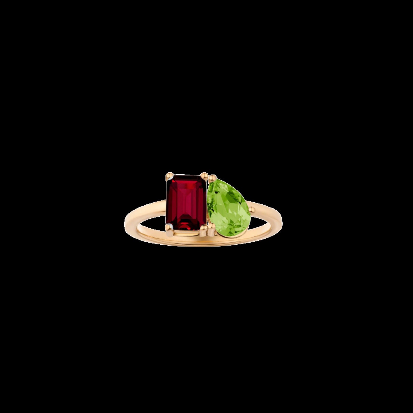 Toi et Moi Gemstone Classic Ring - Garnet & Peridot