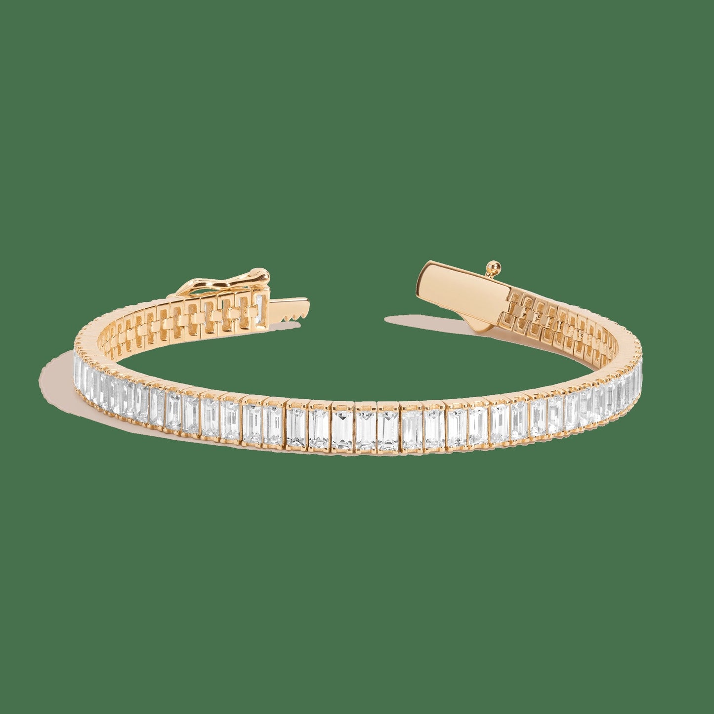 Lab Grown White Sapphire Baguette Tennis Bracelet