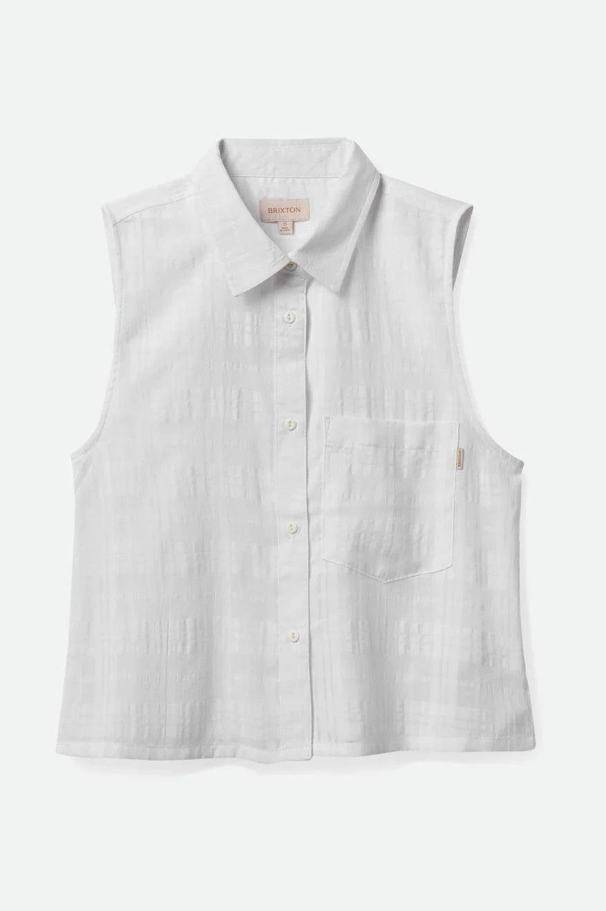 BRIXTON - LEON BOXY SLEEVELESS WOVEN - WHITE
