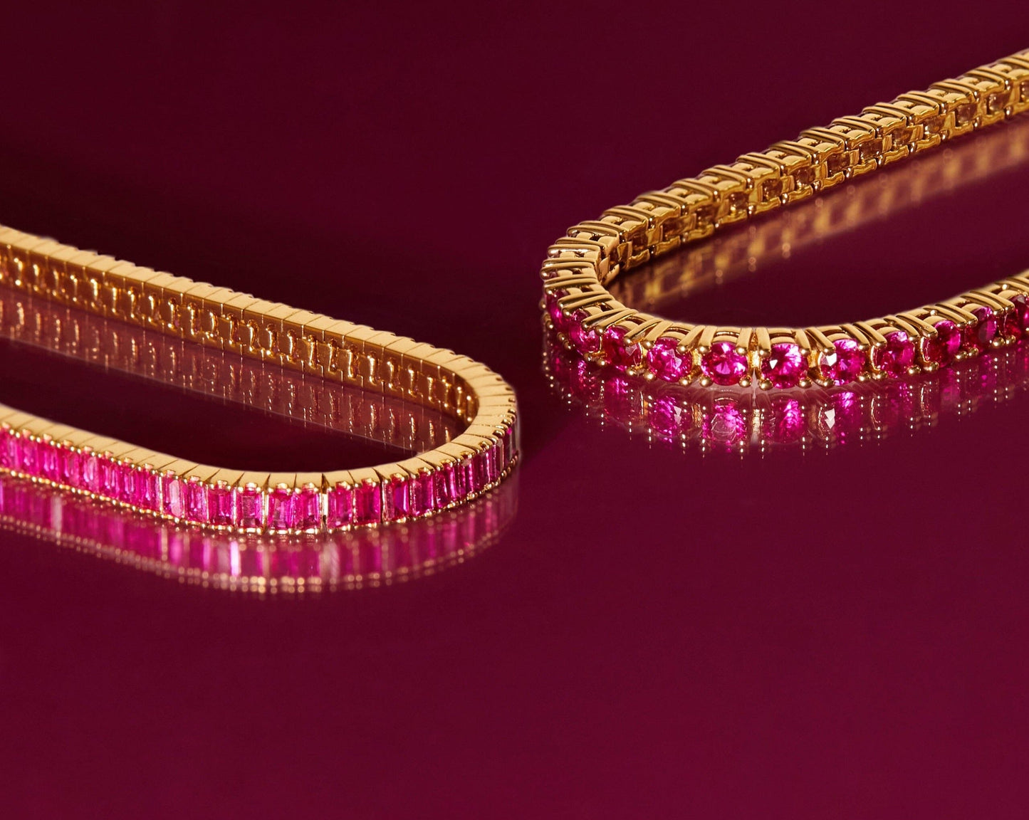 Lab Grown Red Ruby Baguette Tennis Bracelet