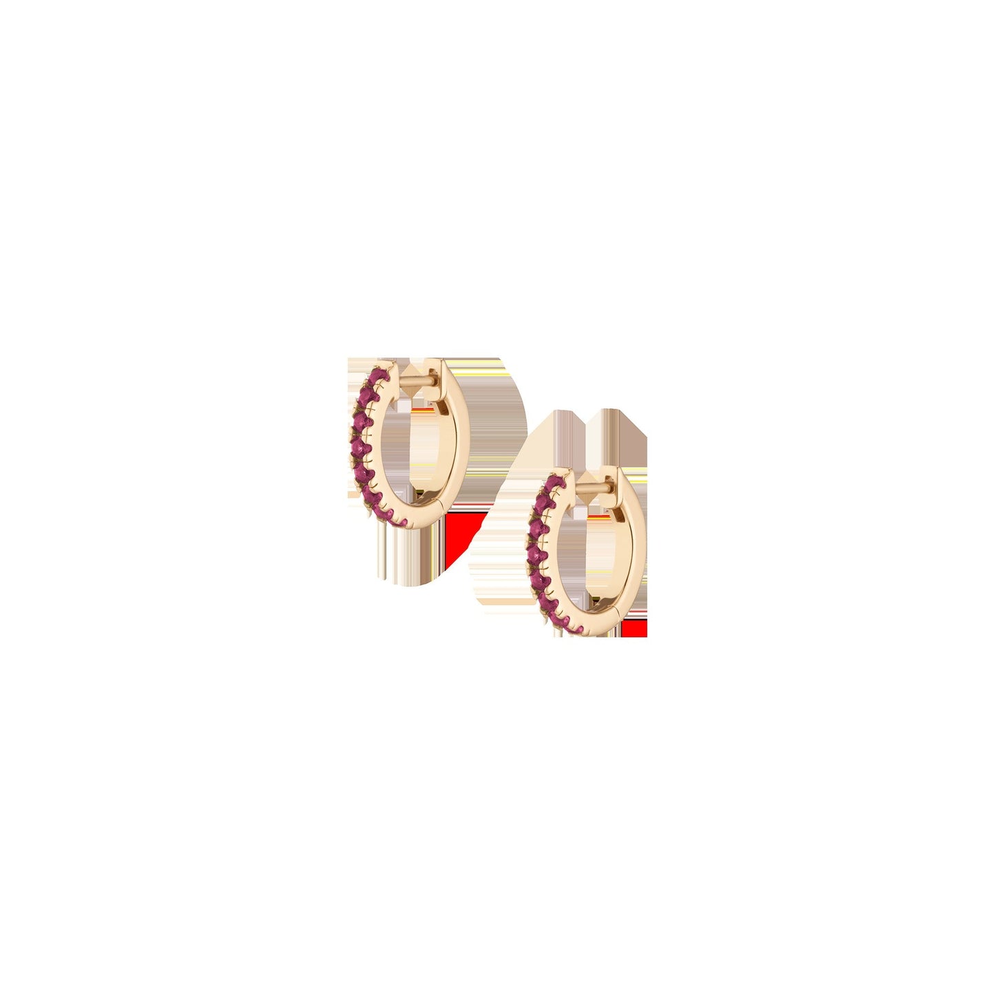 Lab Grown Red Ruby Huggie Earrings