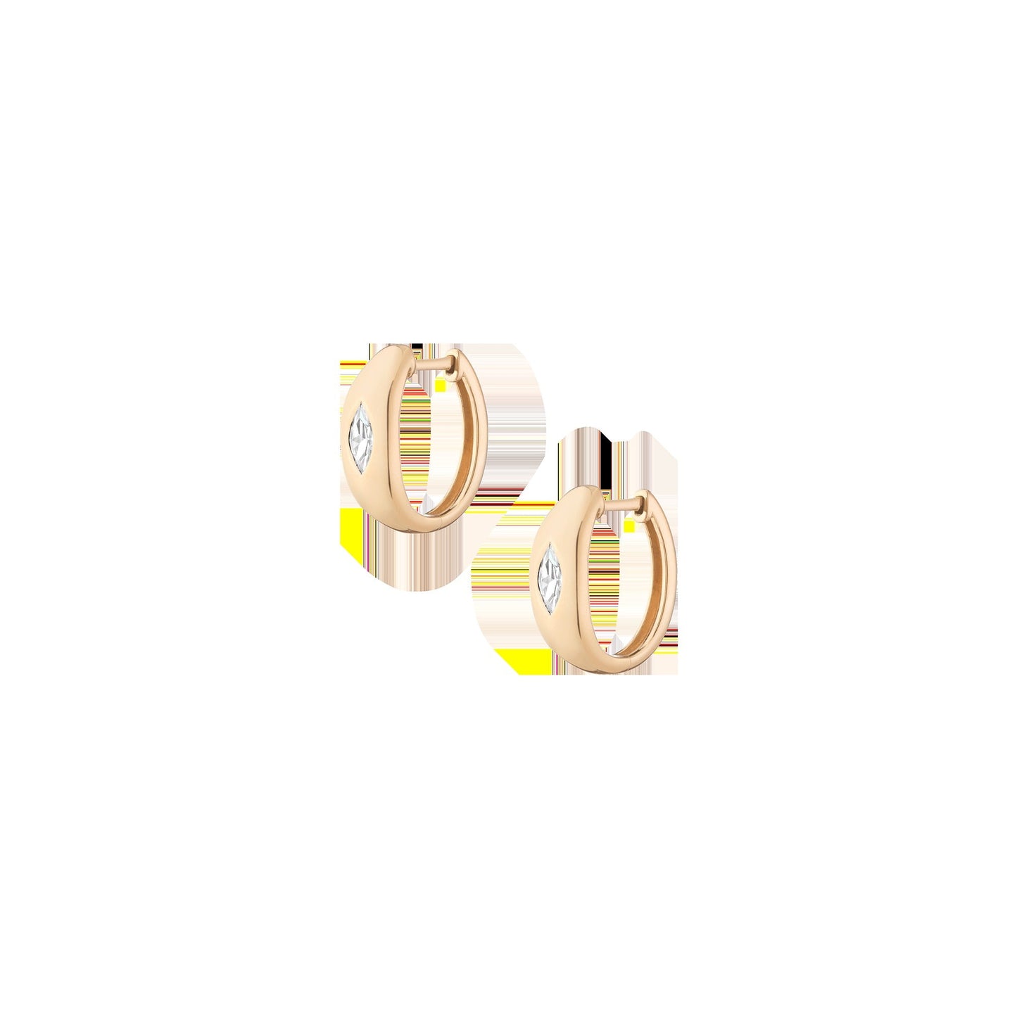 Chunky Lab Grown Diamond Marquise Huggie Earrings