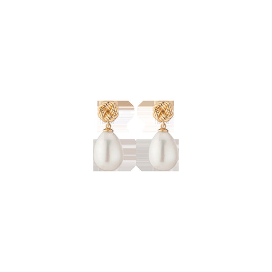 Aurate x Marilyn Monroe: Gold Knot Pearl Drop Earrings