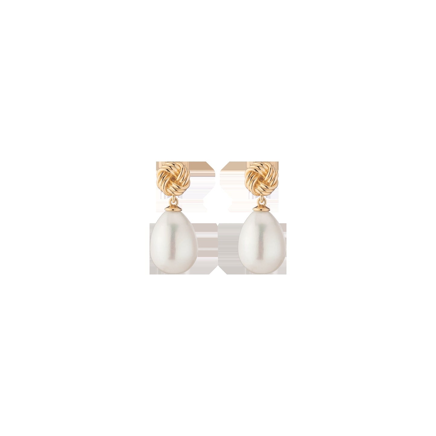 Aurate x Marilyn Monroe: Gold Knot Pearl Drop Earrings
