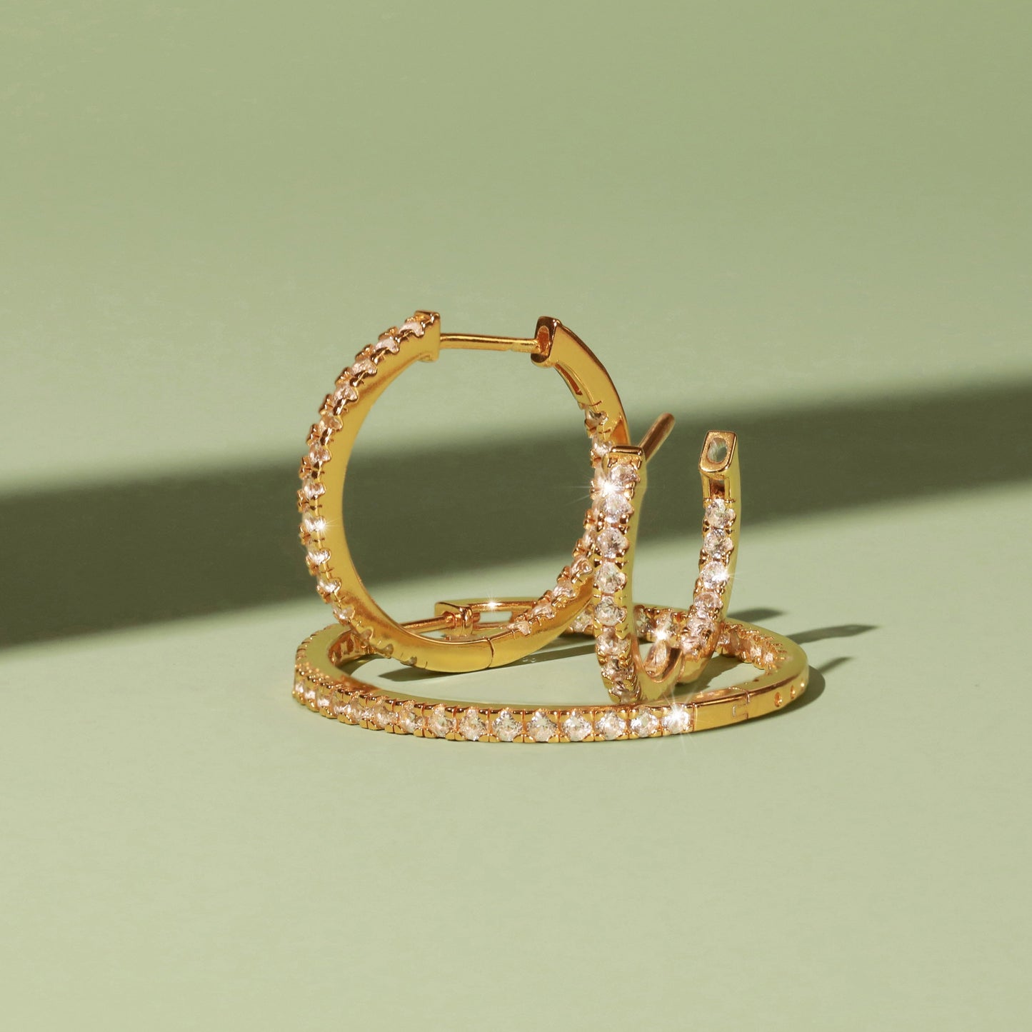 35mm Lab Grown White Sapphire Hoop Earrings