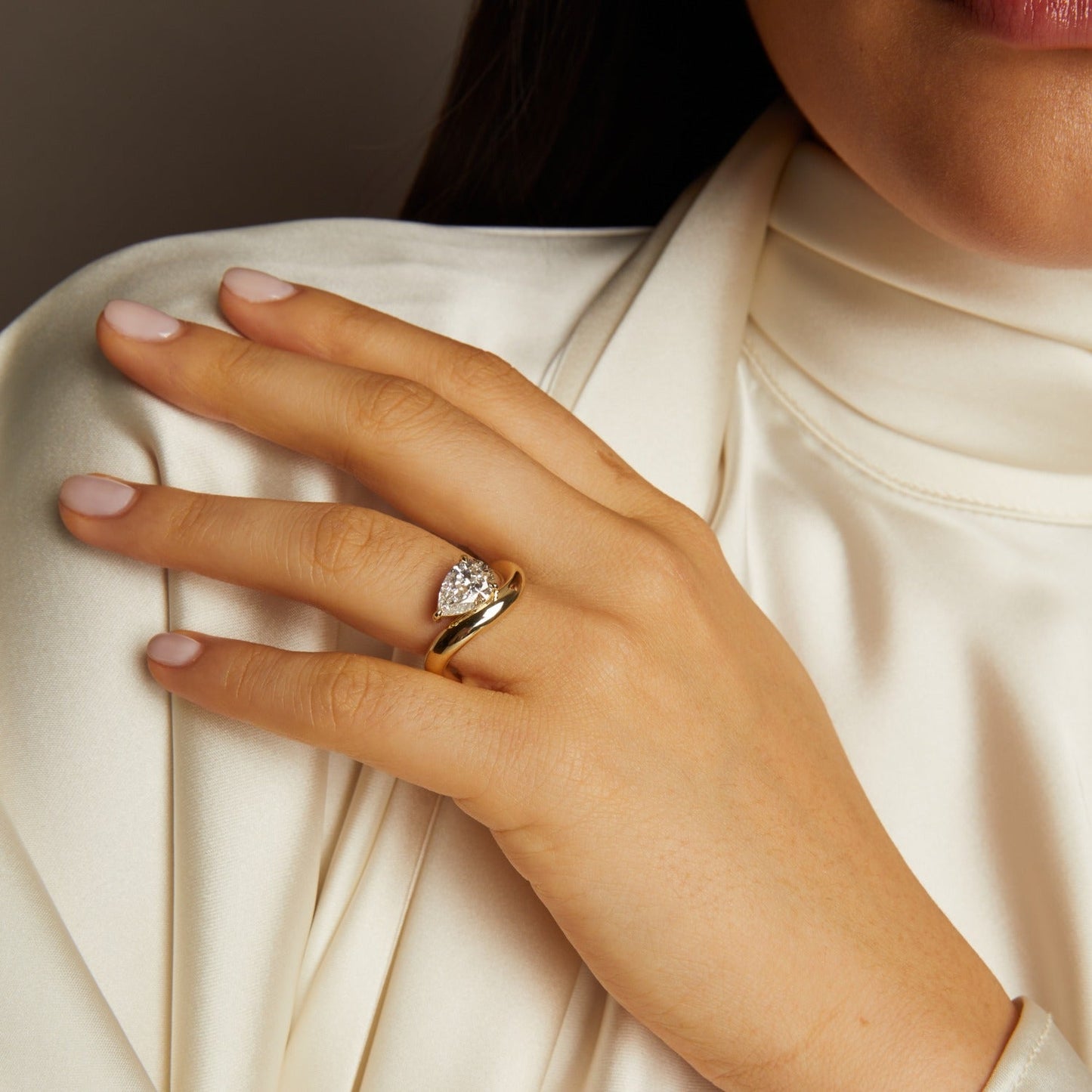 2ct Pear Lab Grown Diamond Floating Ring