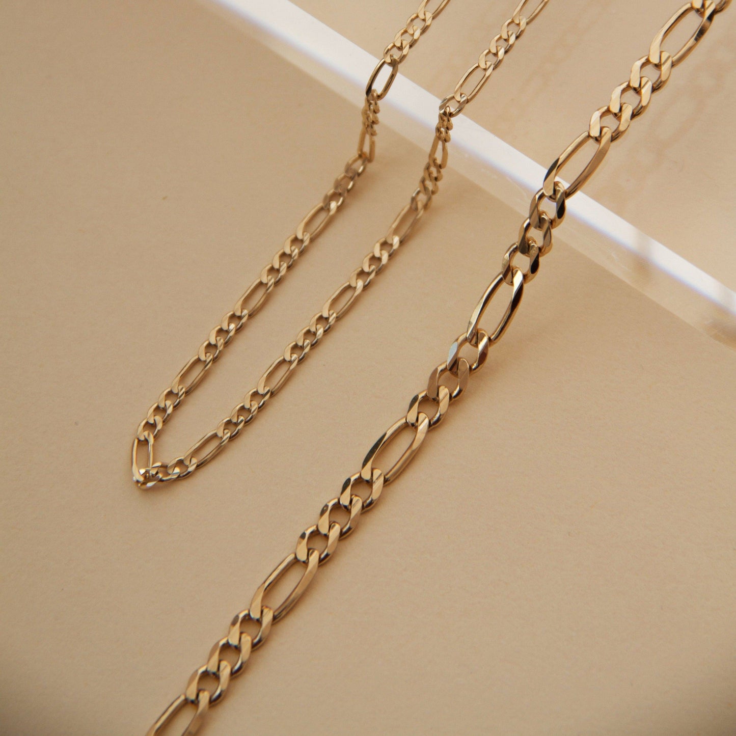 Large Gold Figaro Chain Bracelet