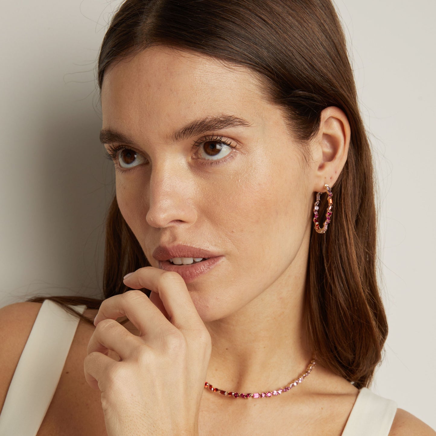 Pink Ombré Mixed Shape Hoop Earrings