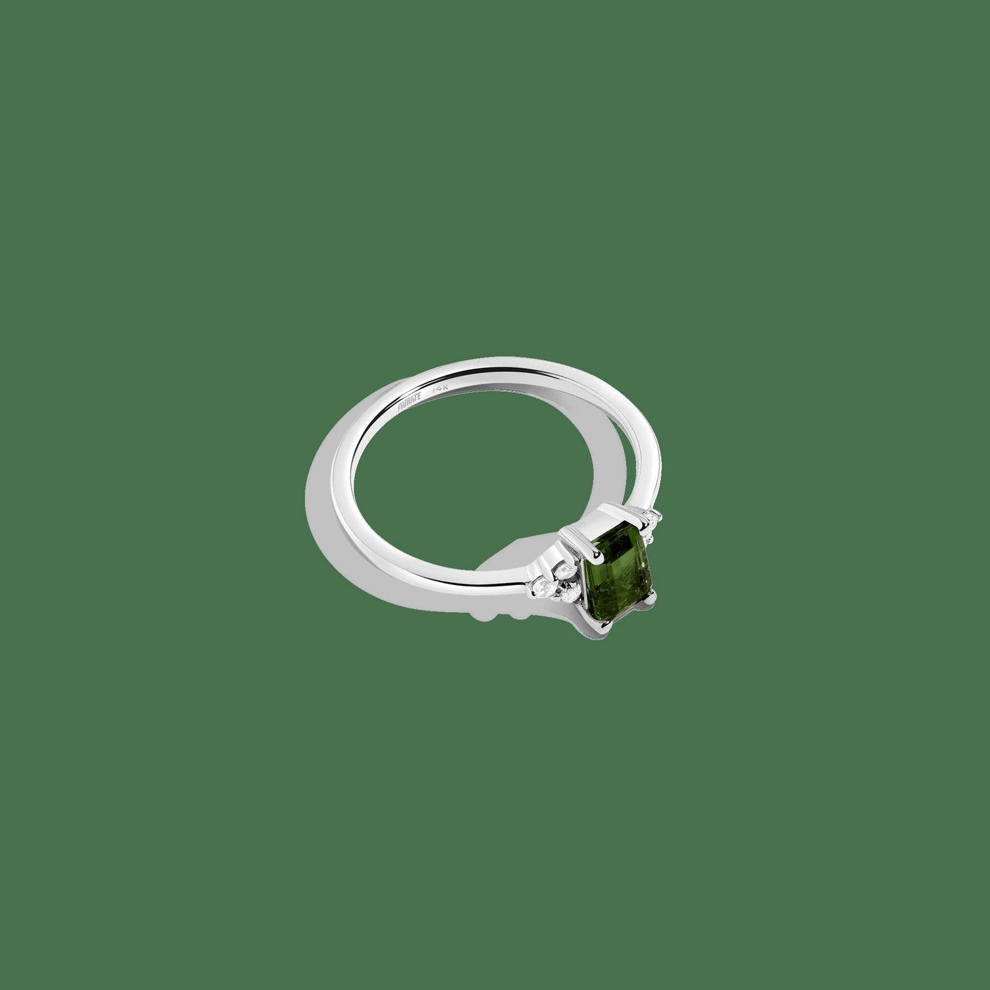 Vintage-Inspired Emerald Cut Ring (Green Tourmaline)