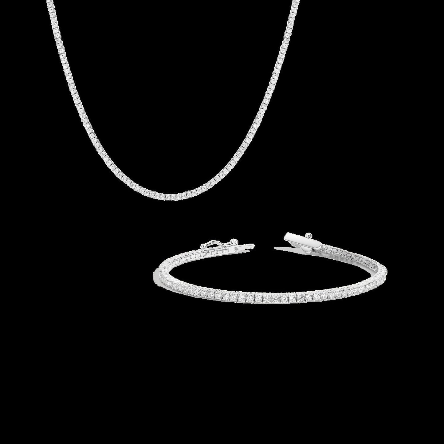 Lab Grown White Sapphire Tennis Set
