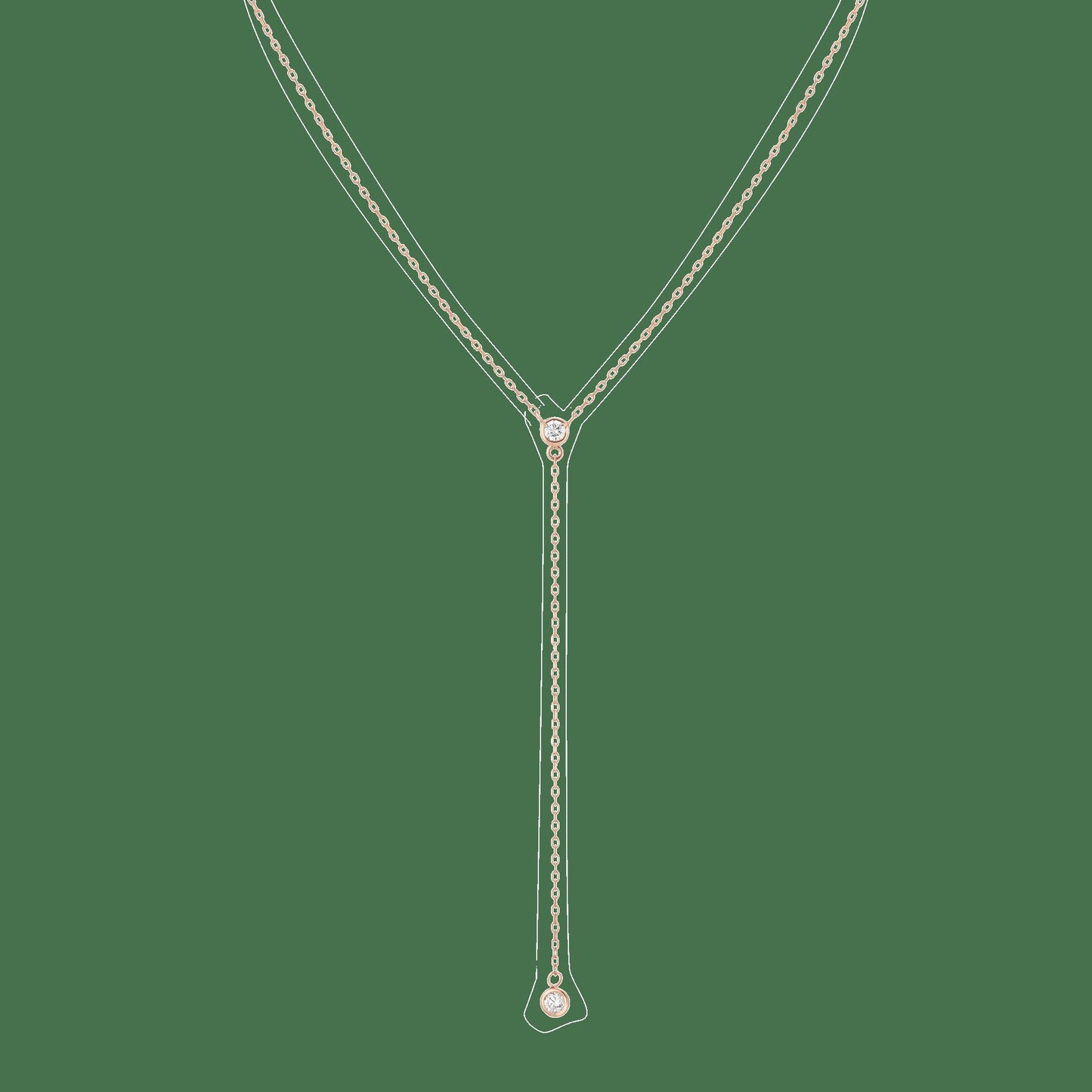 Diamond Bezel Lariat Necklace