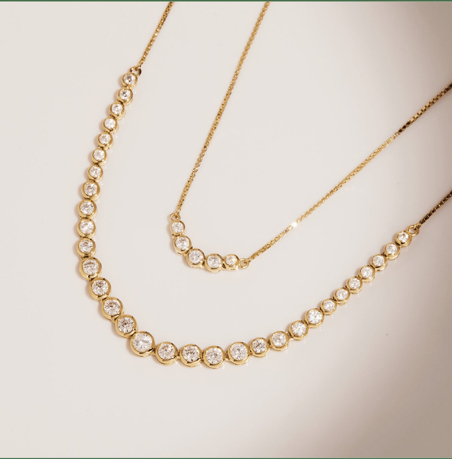 Graduated Lab Grown Diamond Bezel Necklace