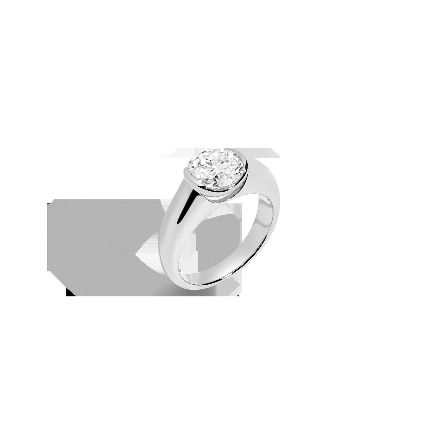 2ct Round Lab Grown Diamond Floating Signet Ring