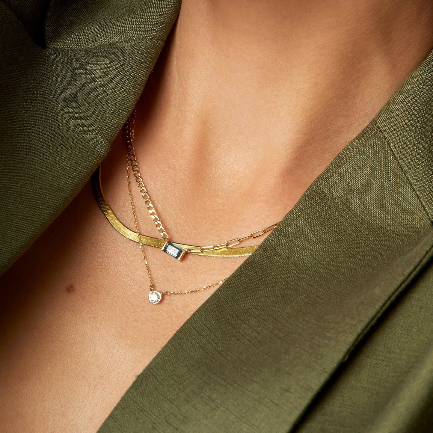 Medium Diamond Bezel Necklace