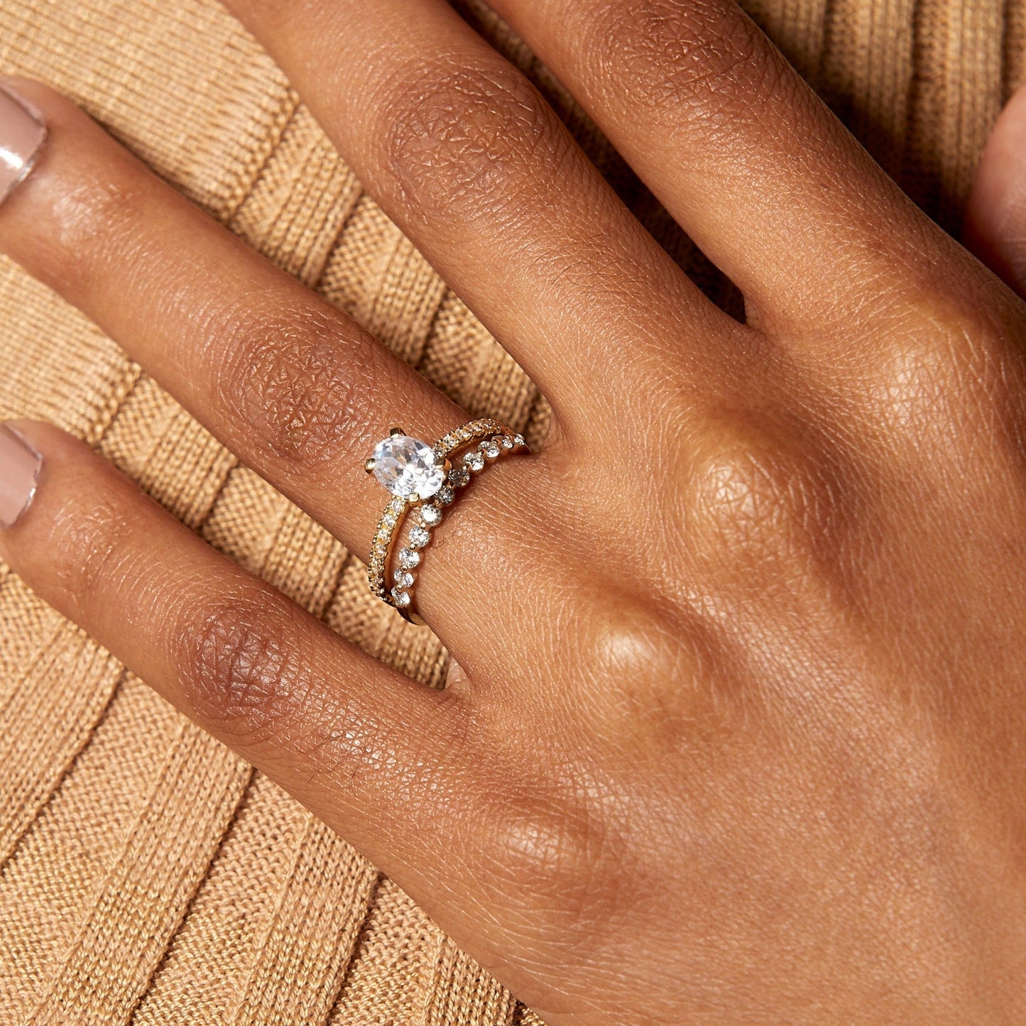 Half-Studded Prong Diamond Gold Band