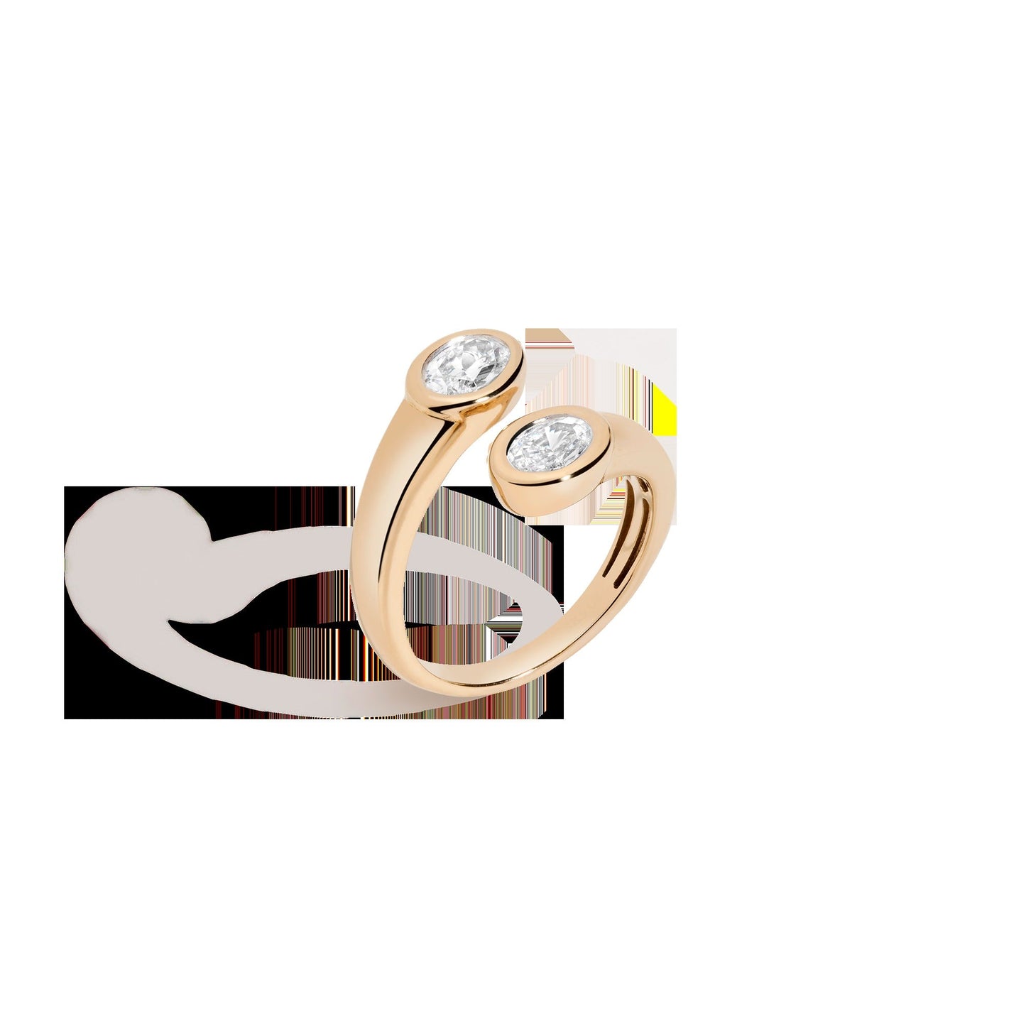 Lab Grown White Sapphire Twin Ellipse Ring