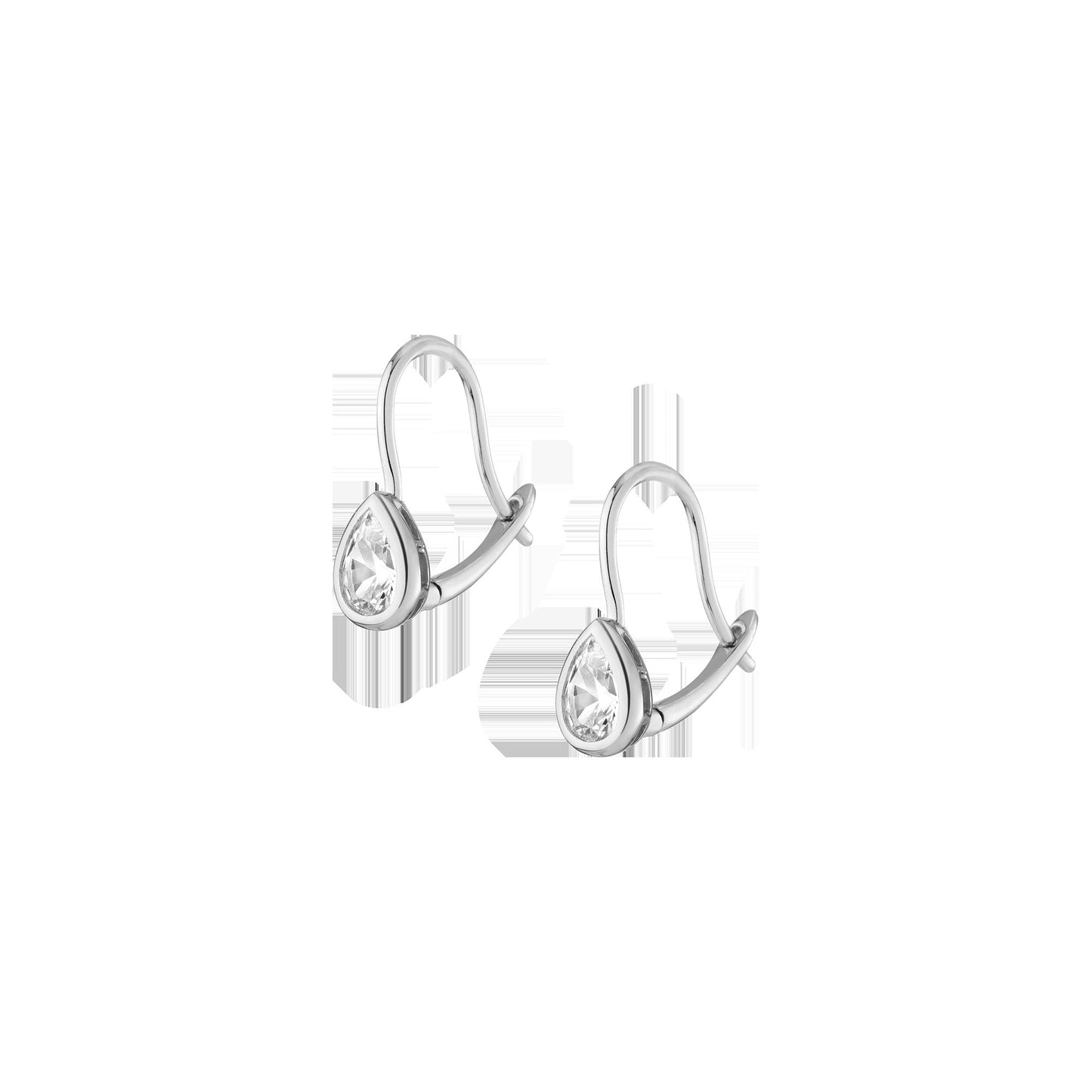 Pear Lab Grown White Sapphire Bezel Drop Earrings