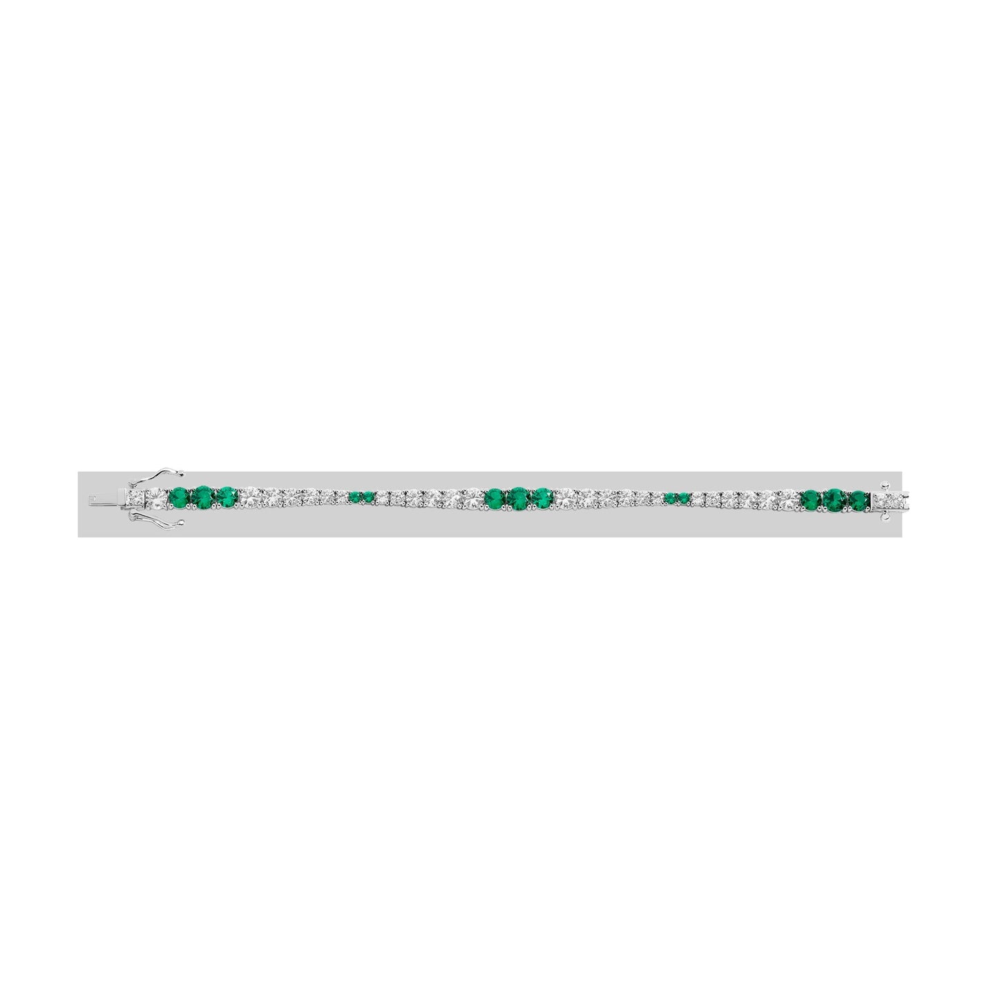 Lab Grown Green Emerald and White Sapphire Scalloped Tennis Bracelet