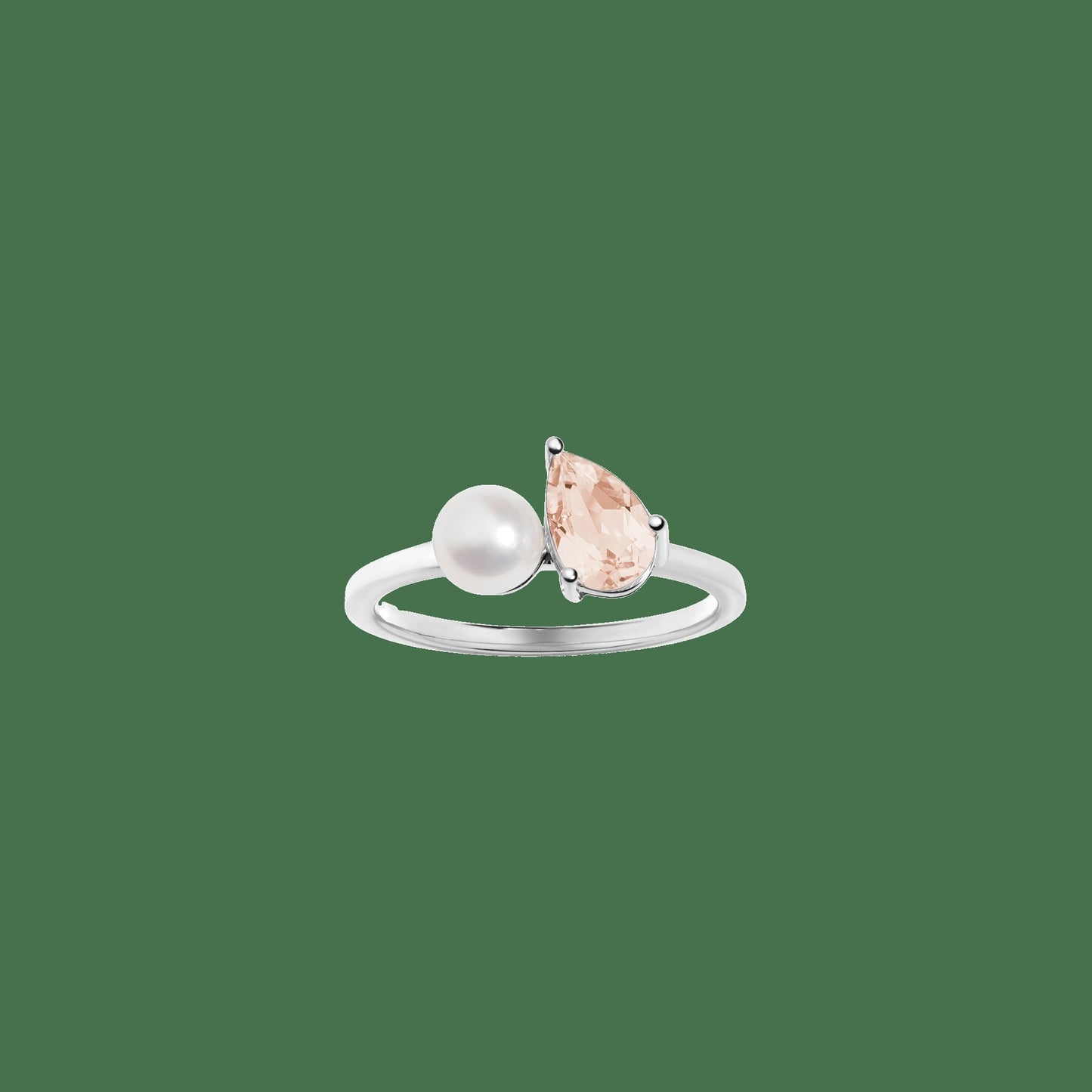 Pearl Toi et Moi Ring - Pink Morganite