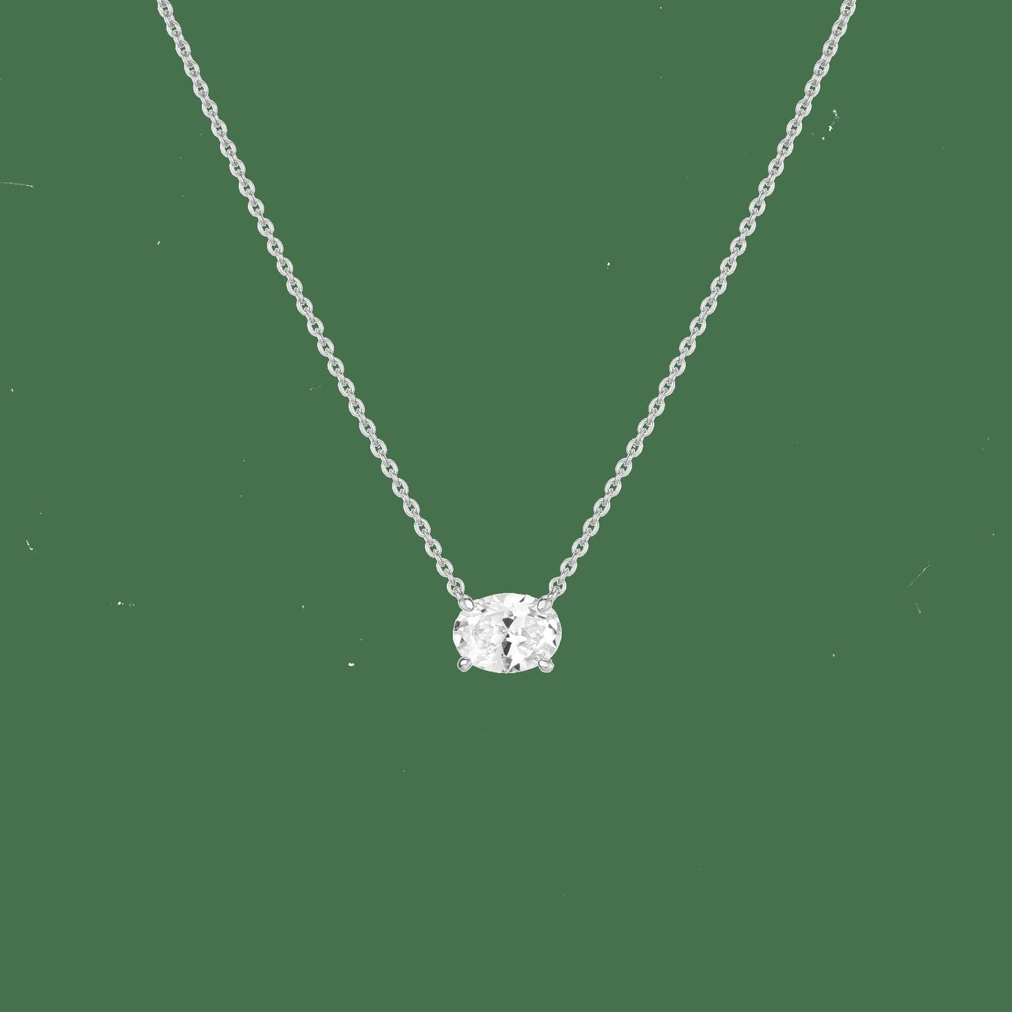 Oval Gemstone Solitaire Necklace