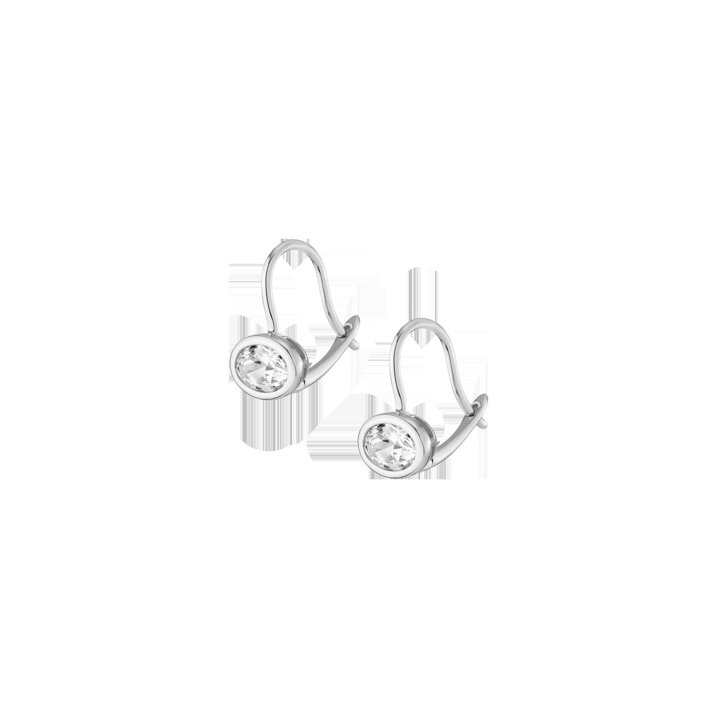 Oval Lab Grown White Sapphire Bezel Drop Earrings