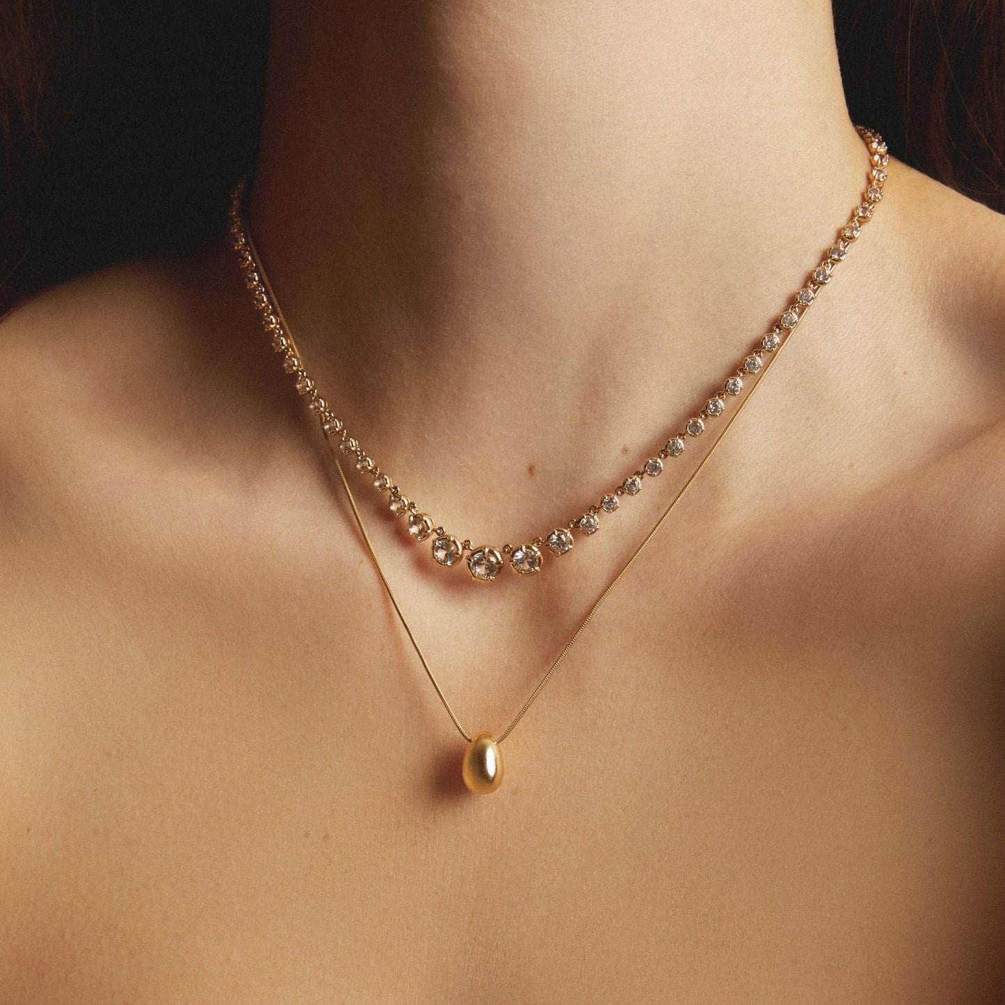 Lab Grown White Sapphire Graduated Georgian Tennis Necklace