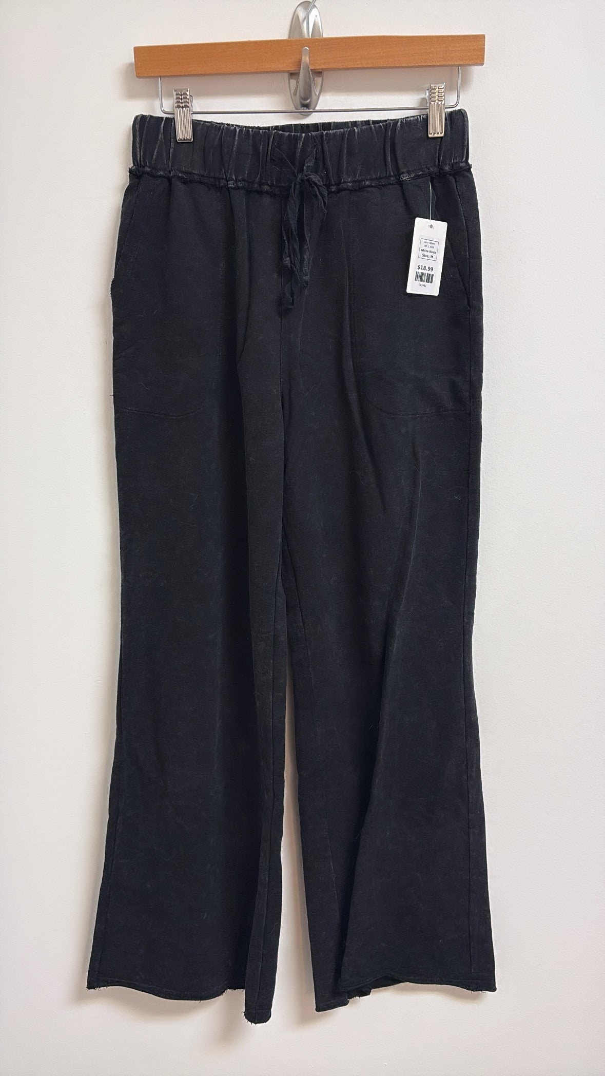 White Birch Black Drawstring 31" Inseam Pants, M