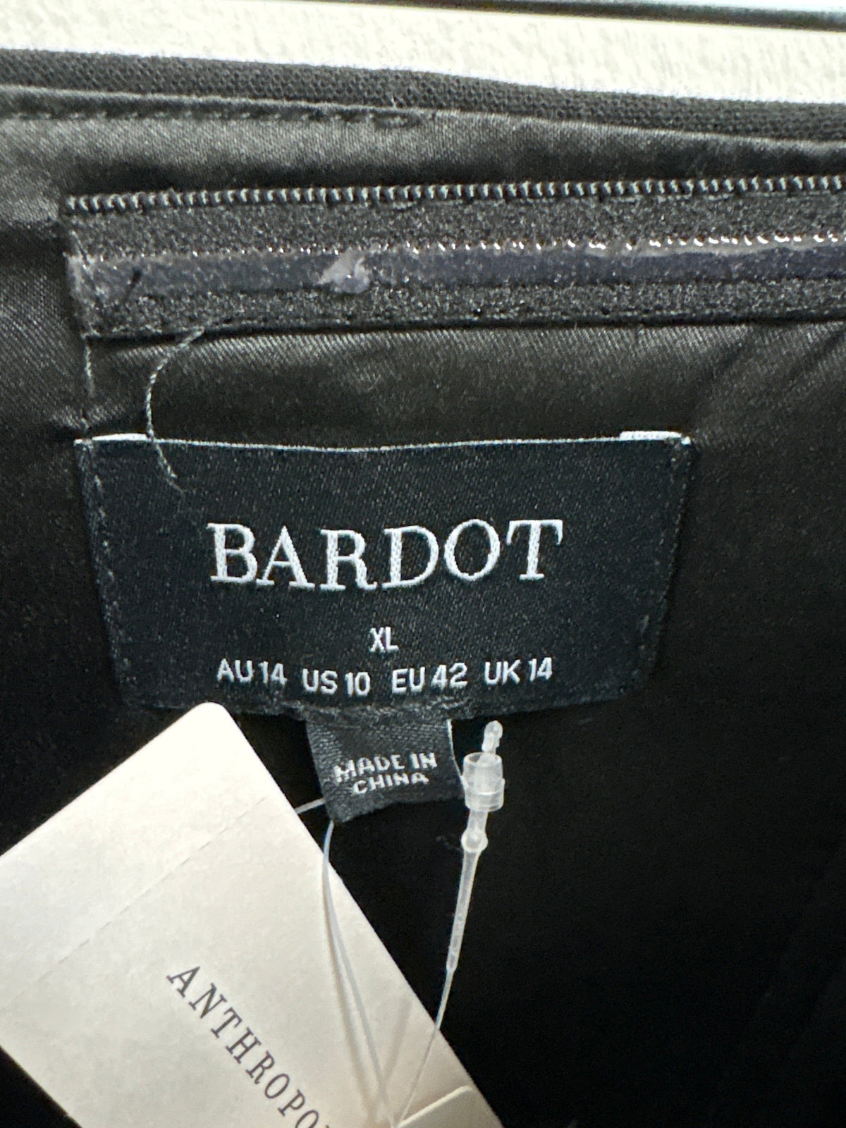 New Bardot Black Anthropologie Top, 10 (retail $119)