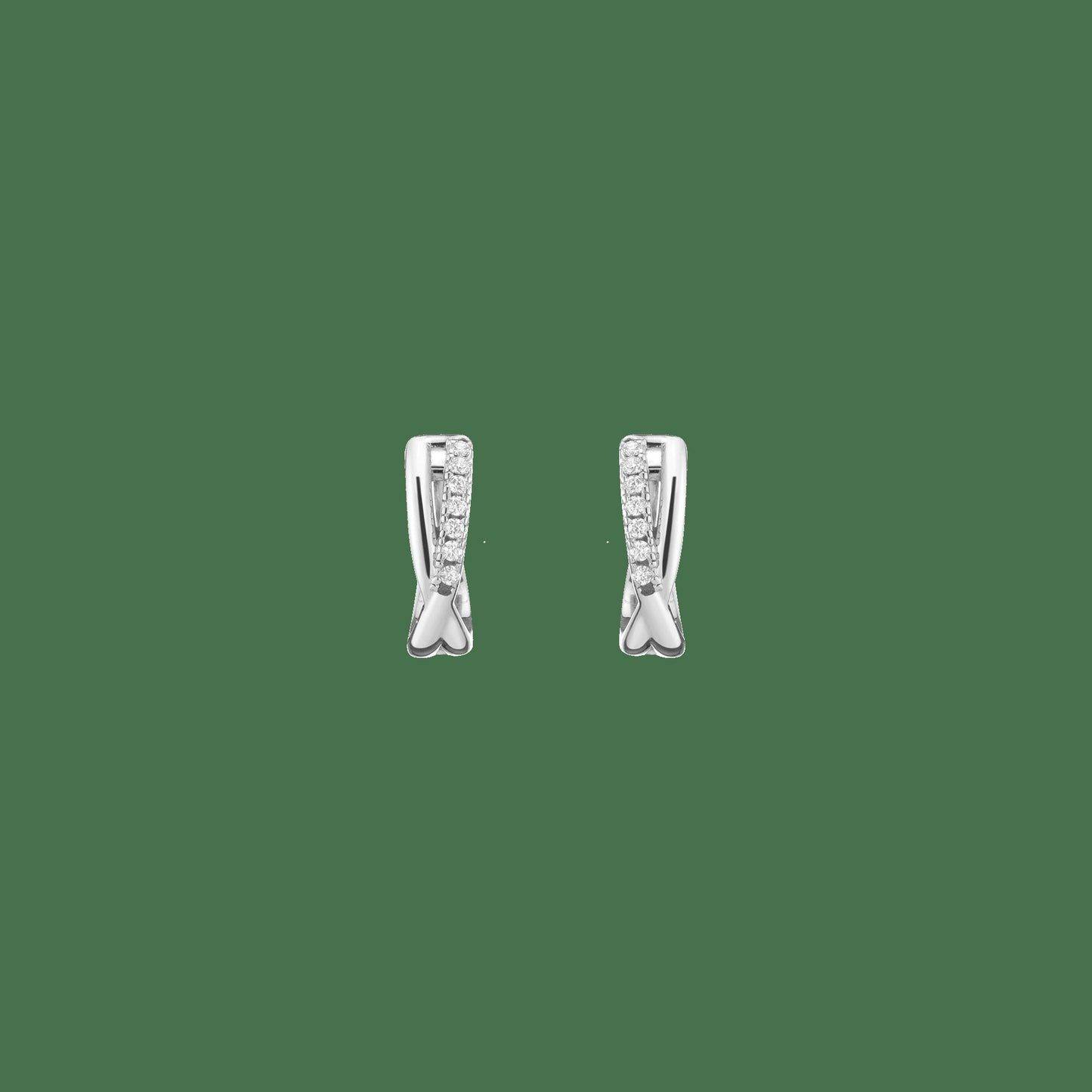 Diamond Crossover Huggie Earrings