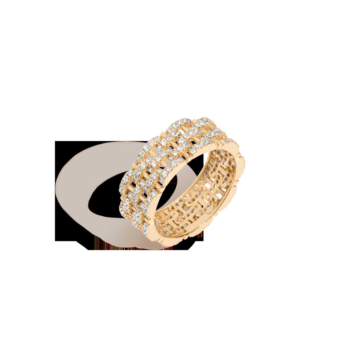 Mini Lab Grown White Sapphire Panther Chain Link Ring