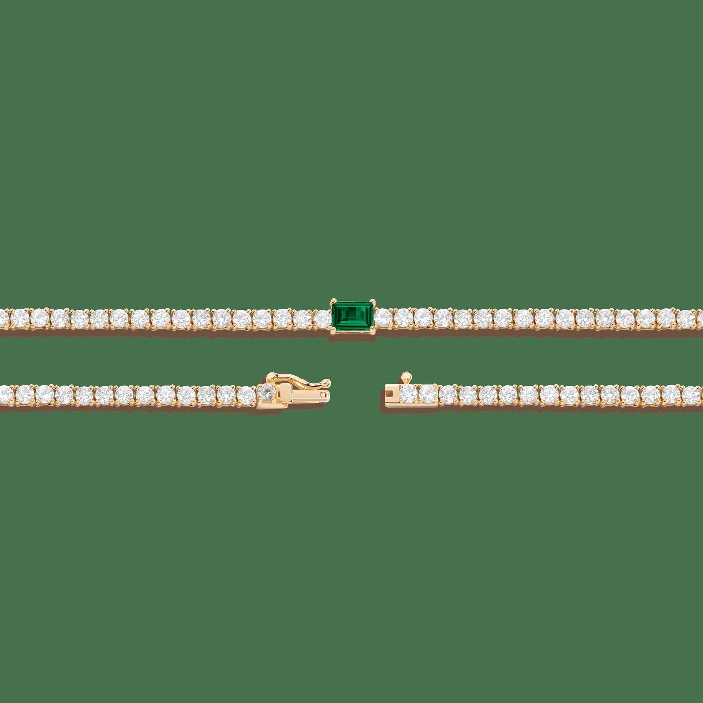 Lab Grown White Sapphire Tennis Necklace with Emerald