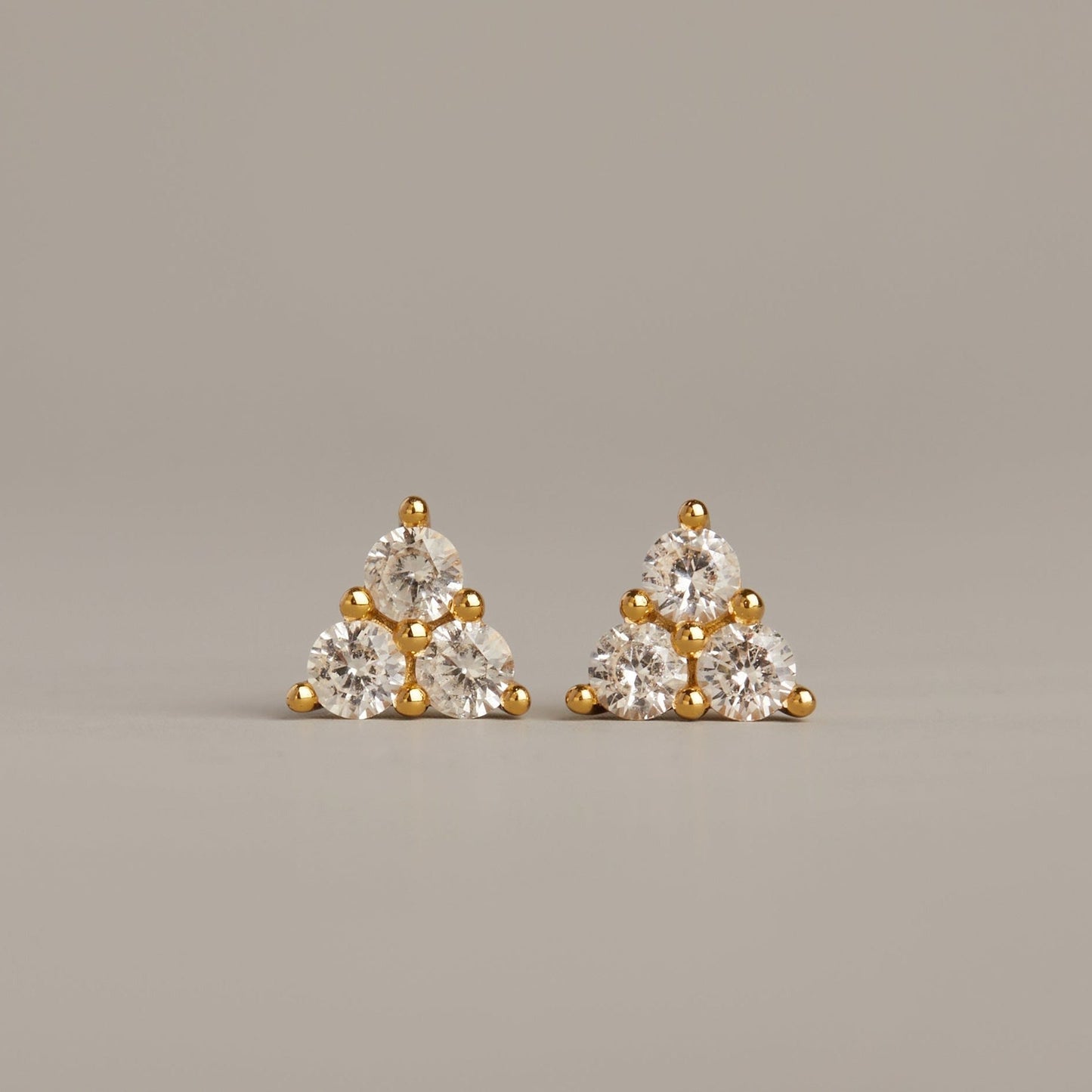 Lab Grown White Sapphire Trinity Stud Earrings