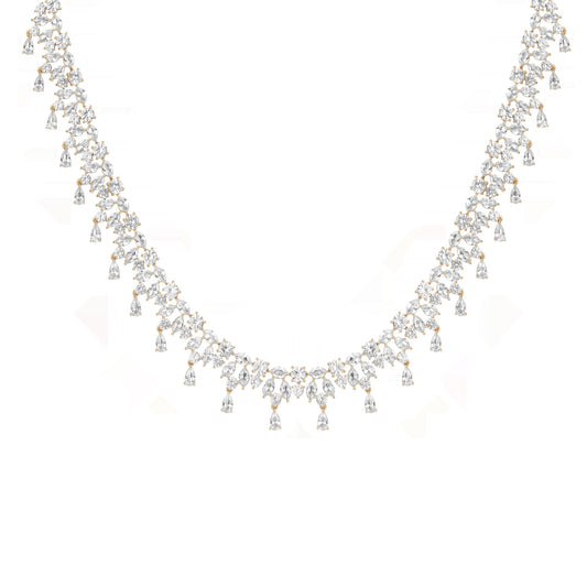 Lab Grown White Sapphire Teardrop Tennis Necklace