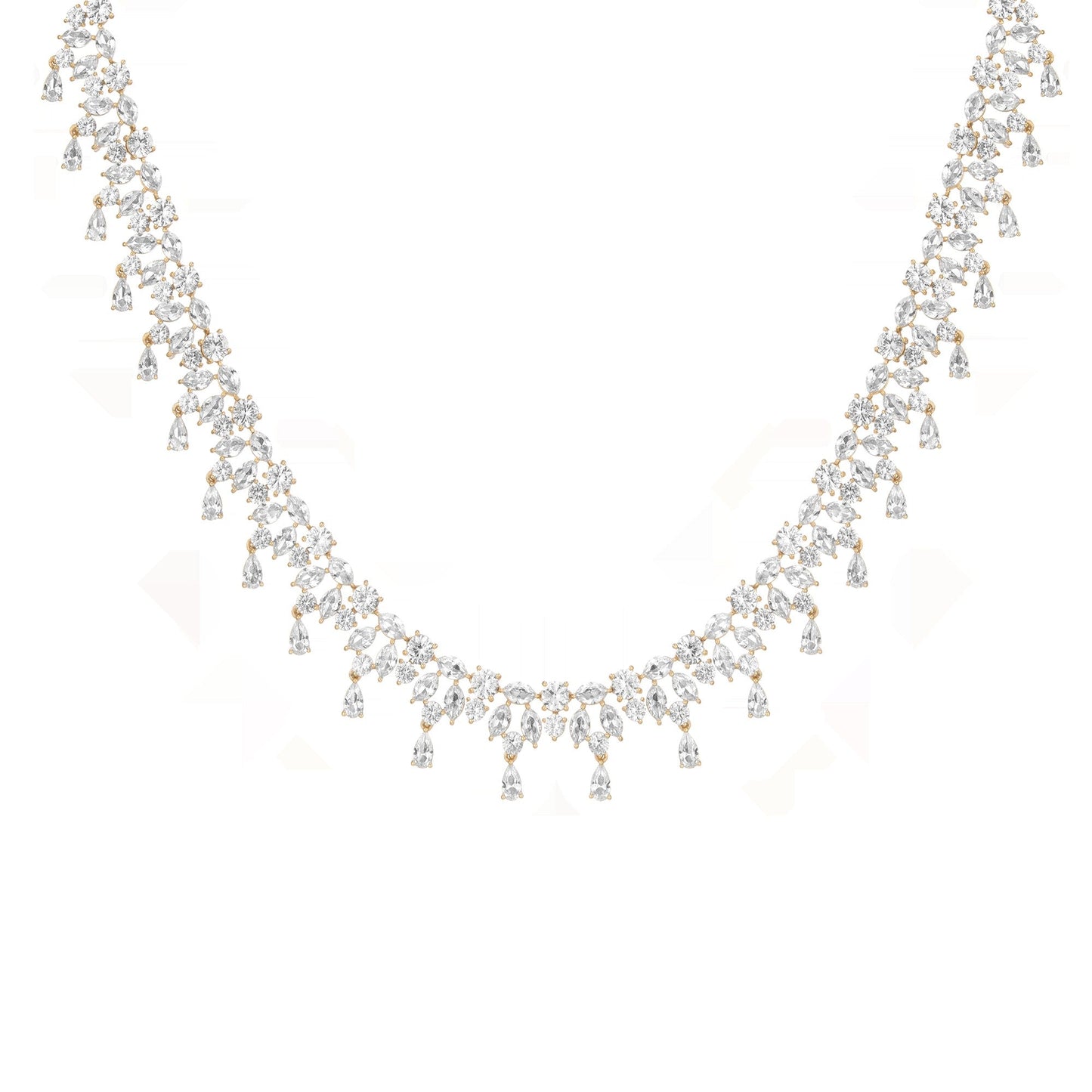 Lab Grown White Sapphire Teardrop Tennis Necklace