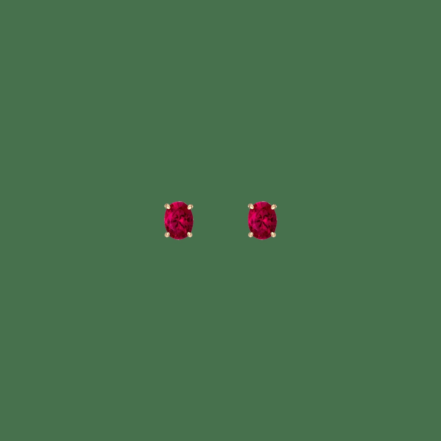 Oval Gemstone Solitaire Stud Earrings