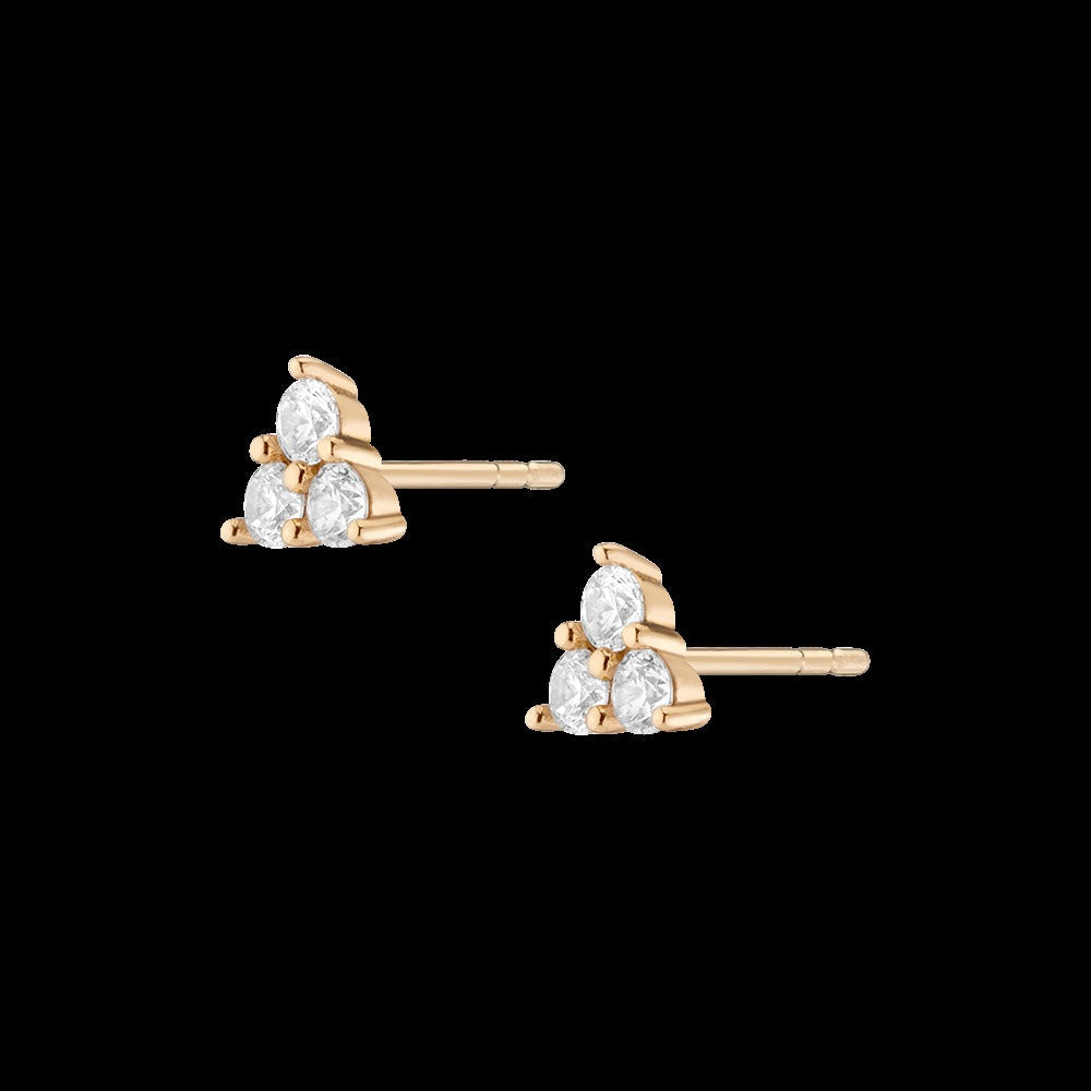 Lab Grown White Sapphire Trinity Stud Earrings