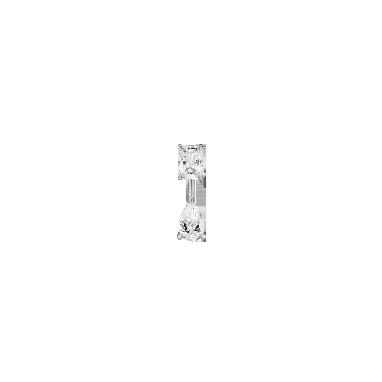 Lab Grown Diamond Ear Jacket - 1ct Pear Bottom Stone