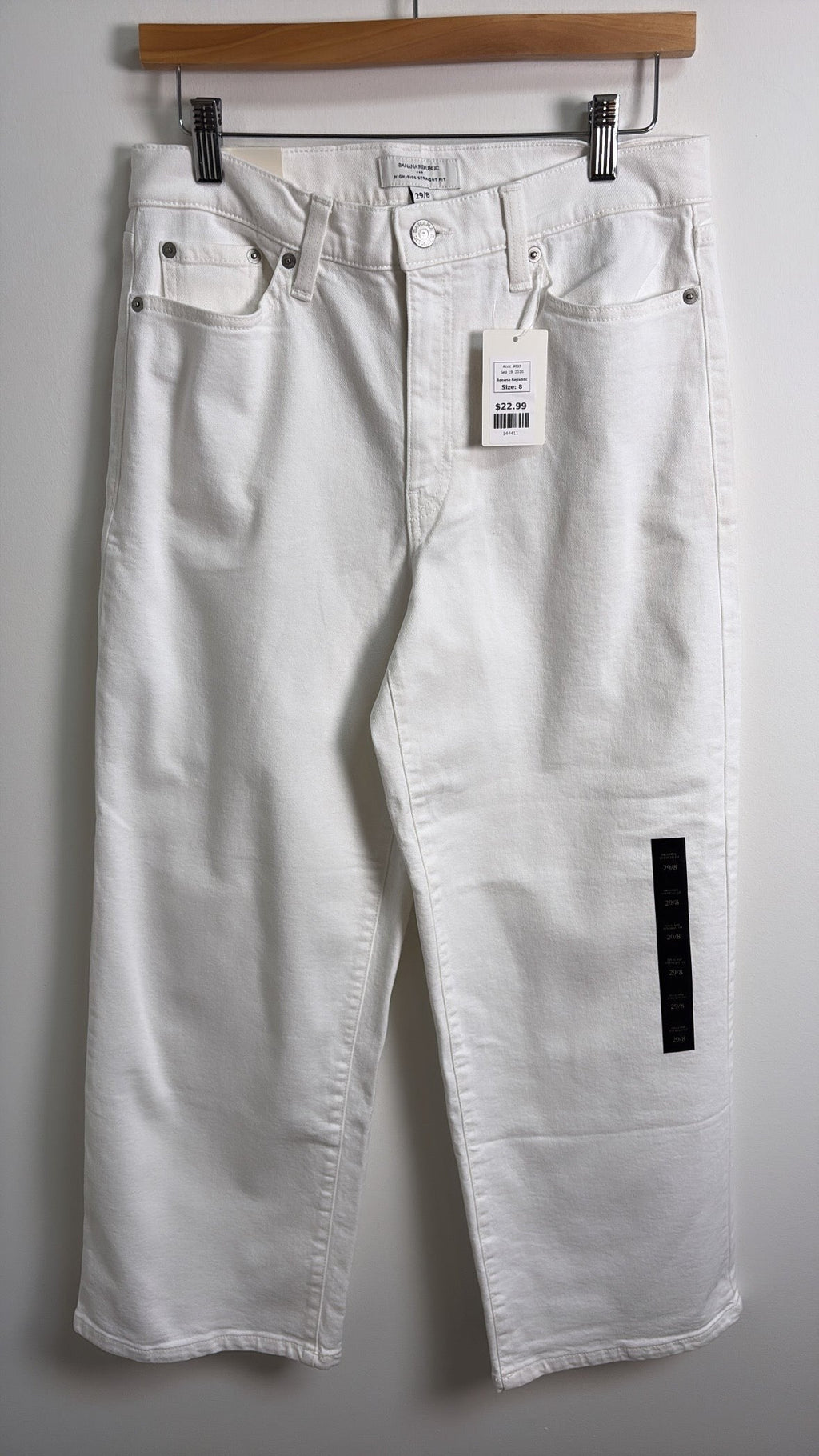 New Banana Republic 27" Inseam High Rise Straight Jeans, 8