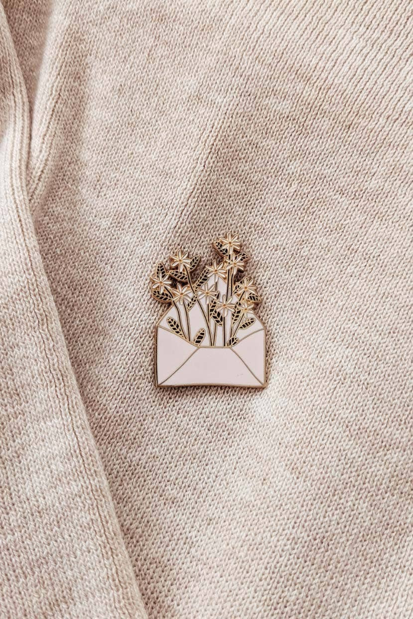 Letter full of flowers Enamel pin