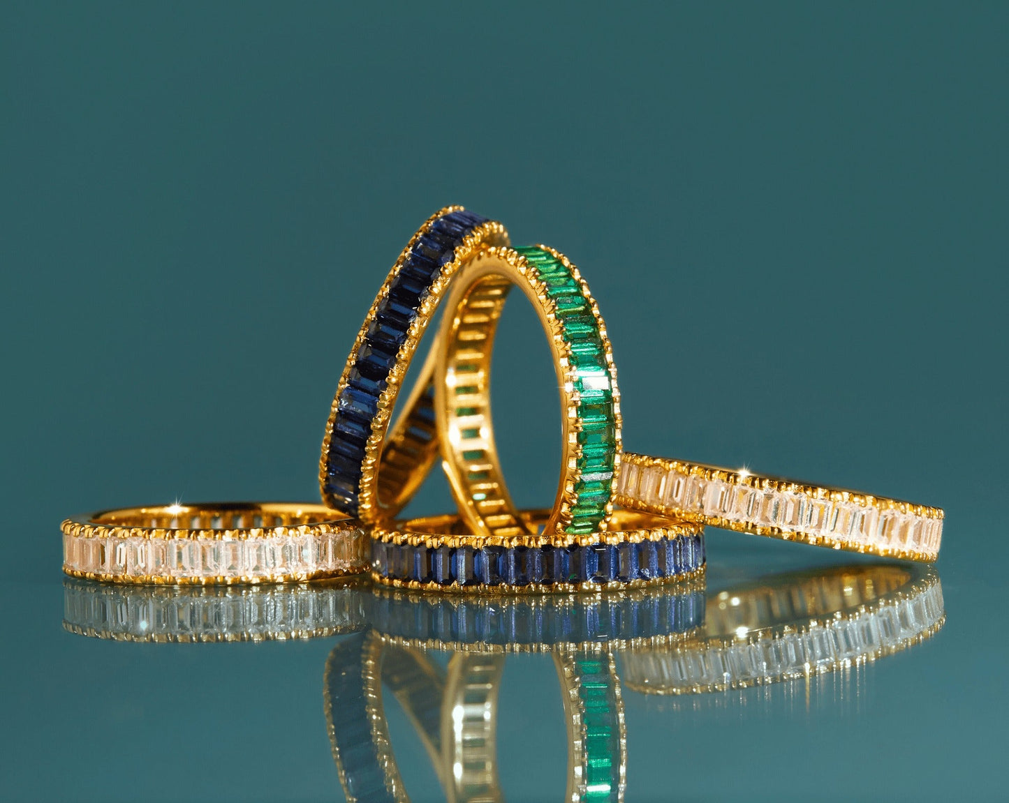 Lab Grown Blue Sapphire Baguette Eternity Ring