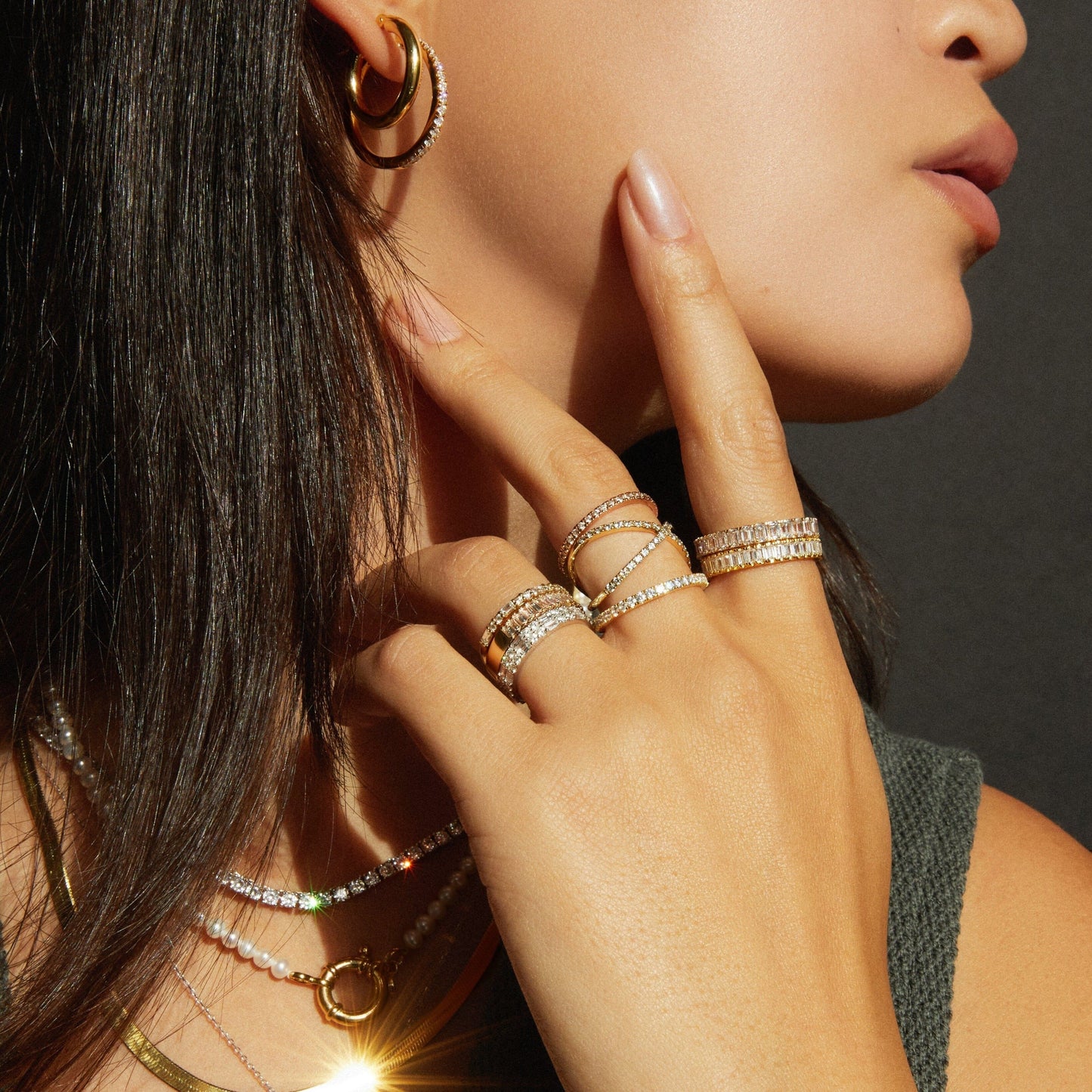 Lab Grown White Sapphire Baguette Eternity Ring