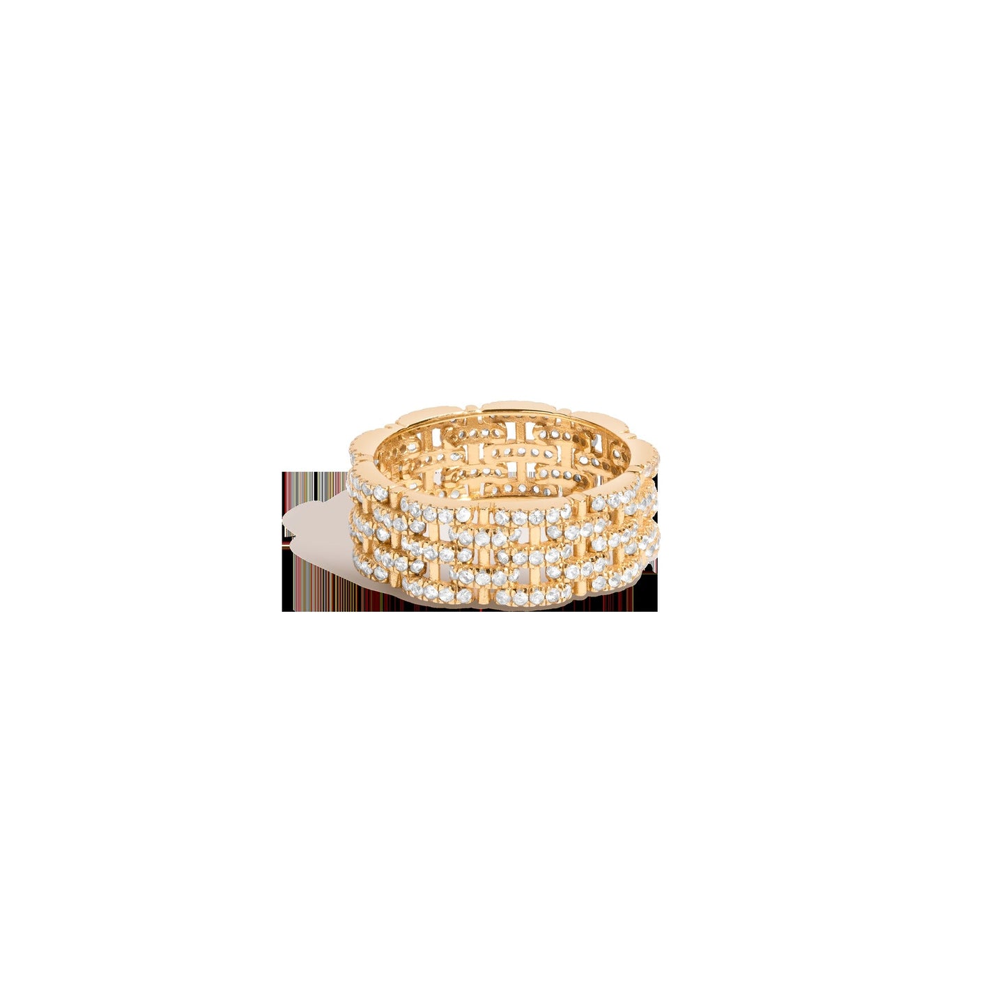 Mini Lab Grown White Sapphire Panther Chain Link Ring