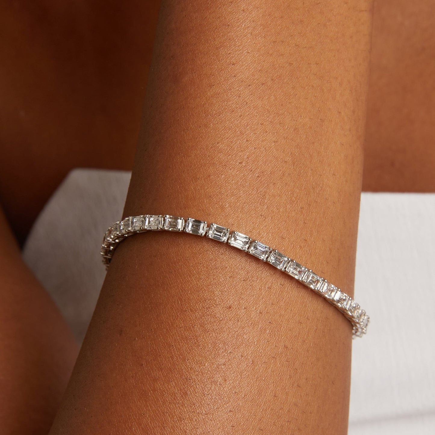Lab Grown Diamond Emerald Tennis Bracelet