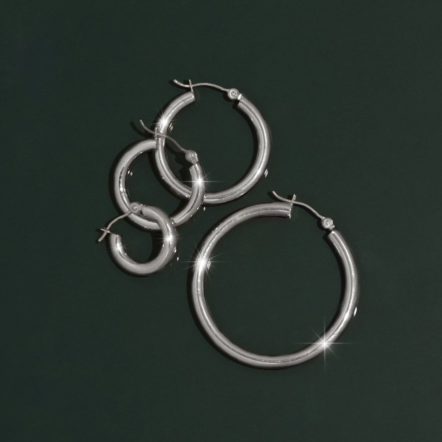 3mm Silver Hoop Earrings - 25mm