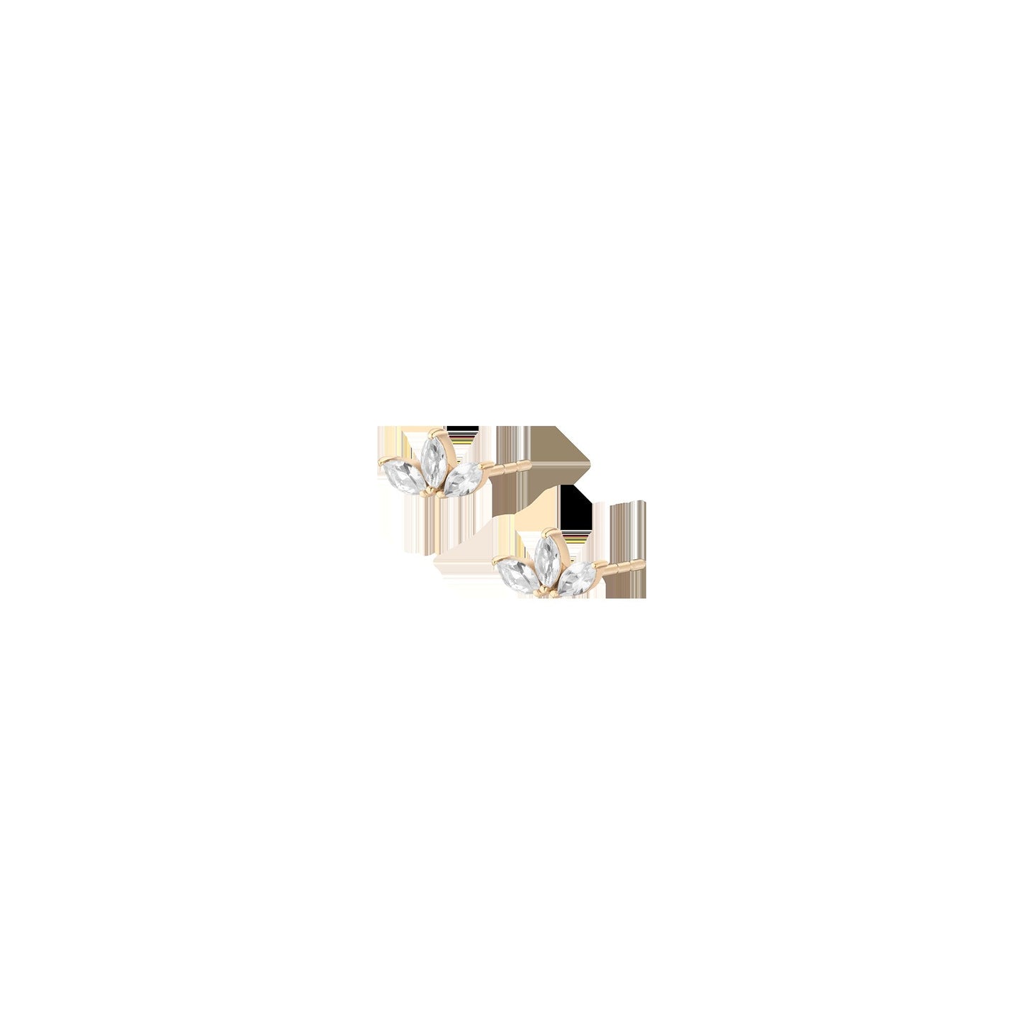 Lab Grown White Sapphire Crown Marquise Earrings