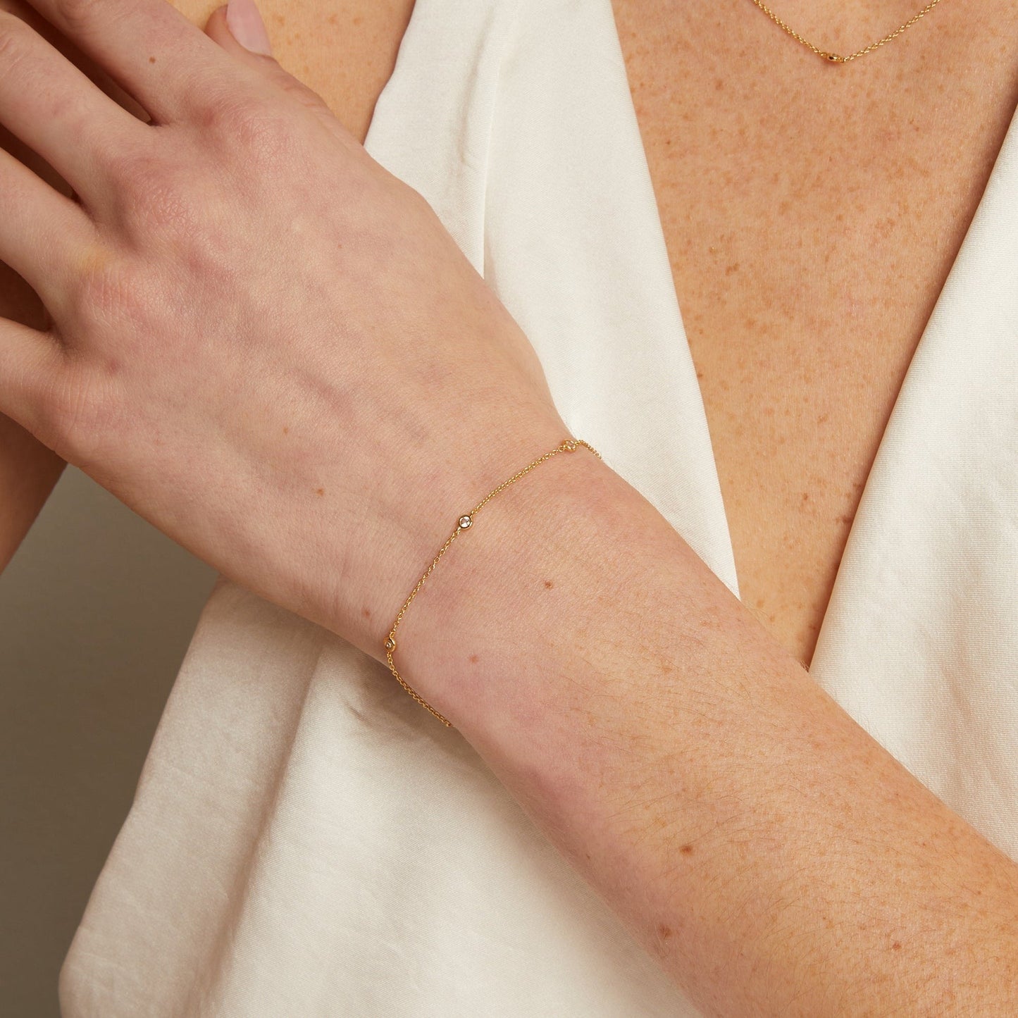 Lab Grown White Sapphire Station Bracelet