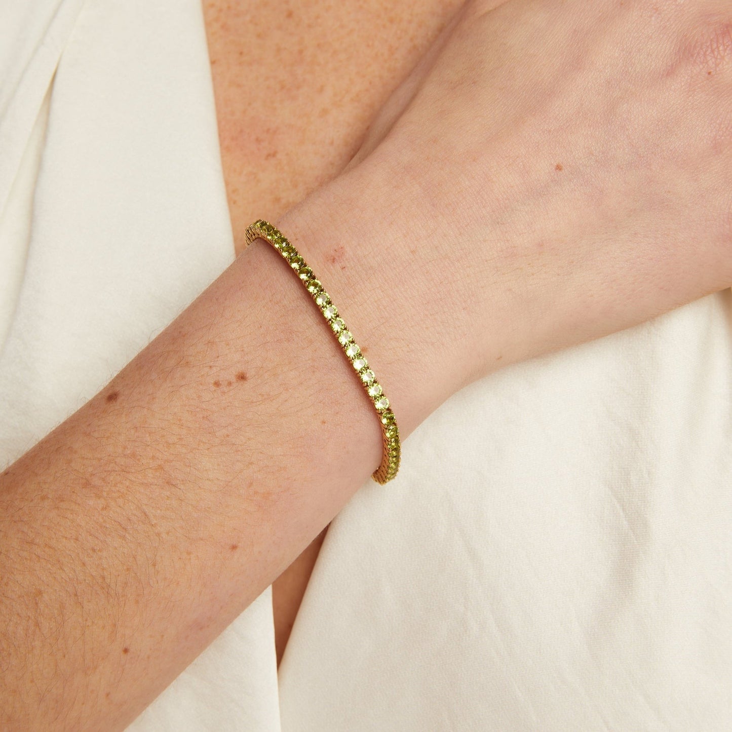 Lab Grown Green Peridot Tennis Bracelet