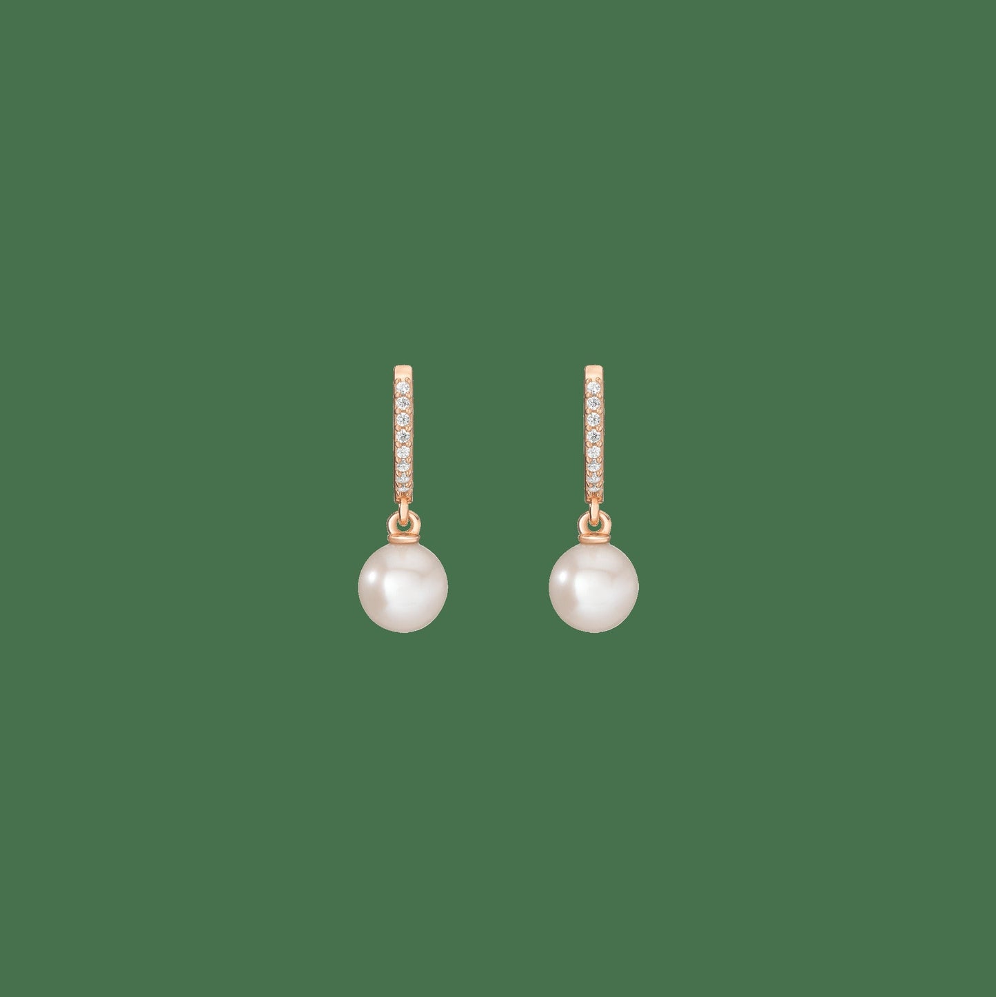 Diamond Pearl Huggie Earrings